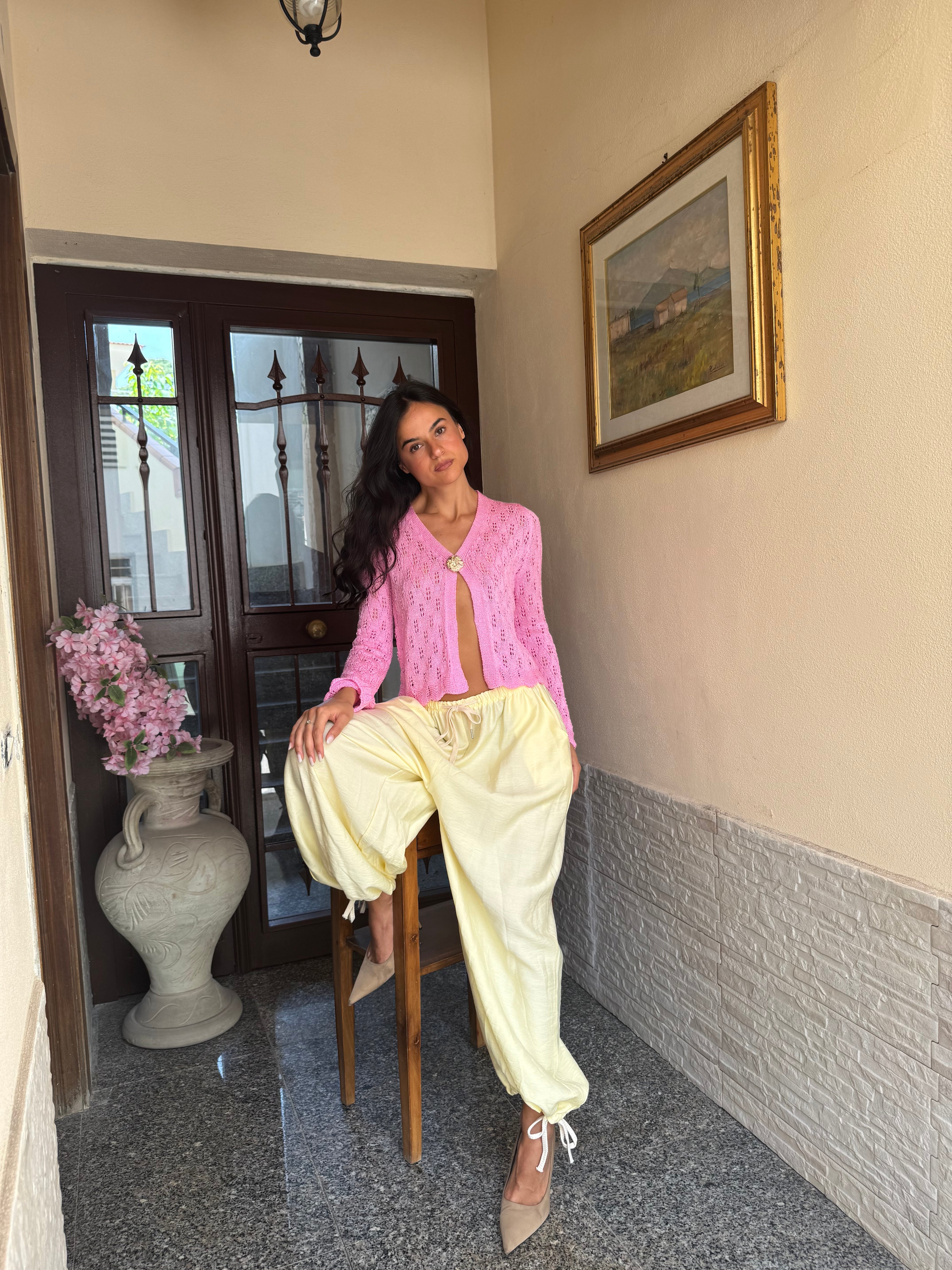 Maglia filo rosa