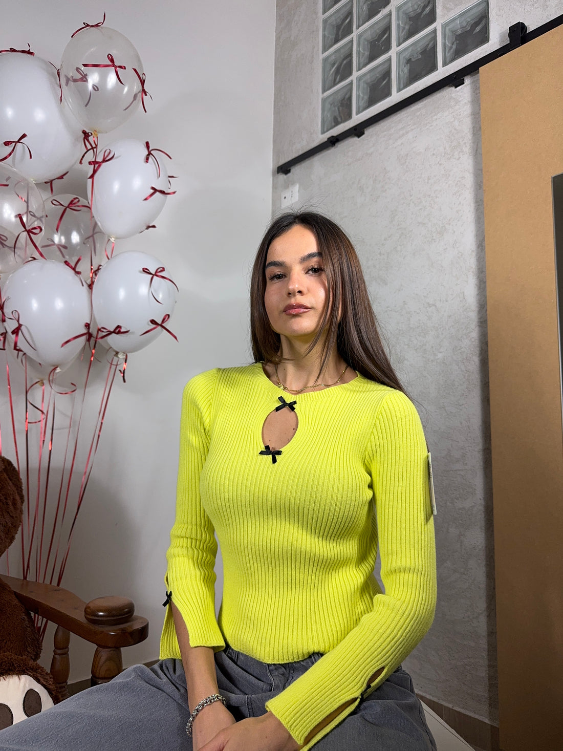 Maglioncino ribbon lime - Wonderstyle