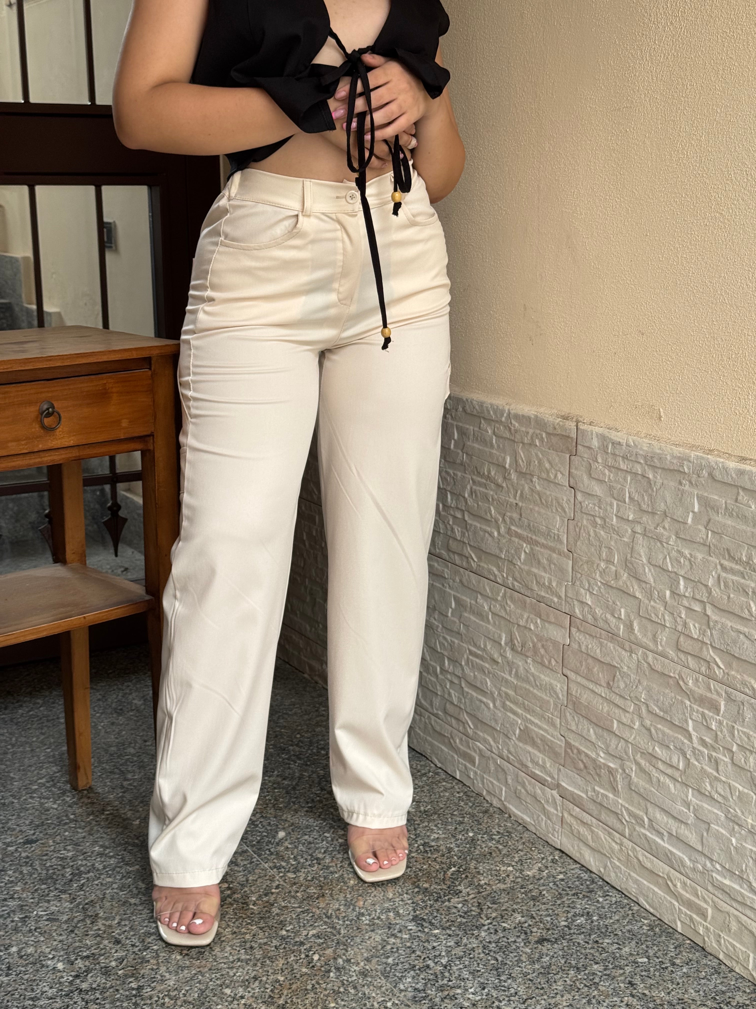 Pantalone cargo beige