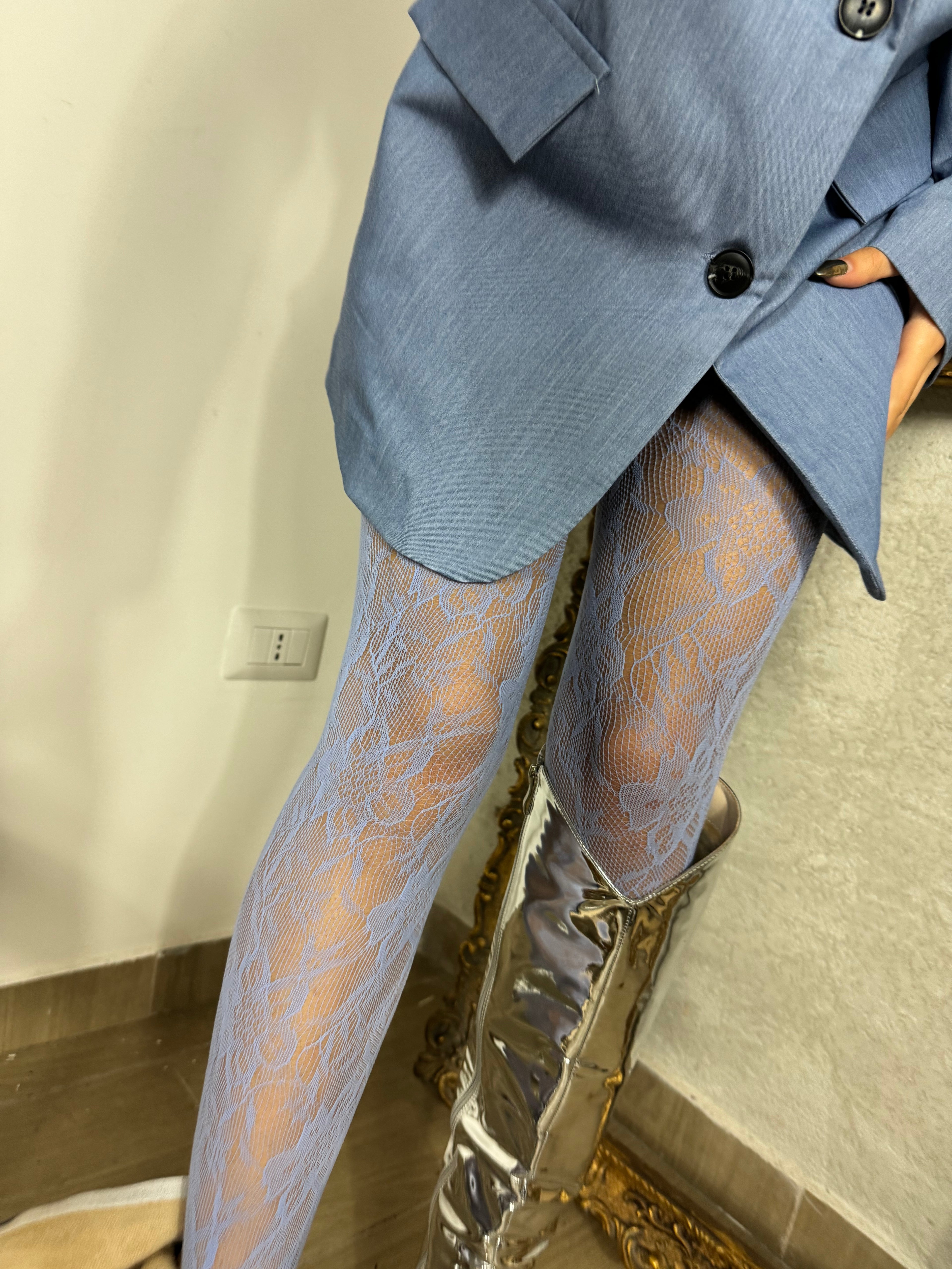 Calze pizzo blu - Wonderstyle