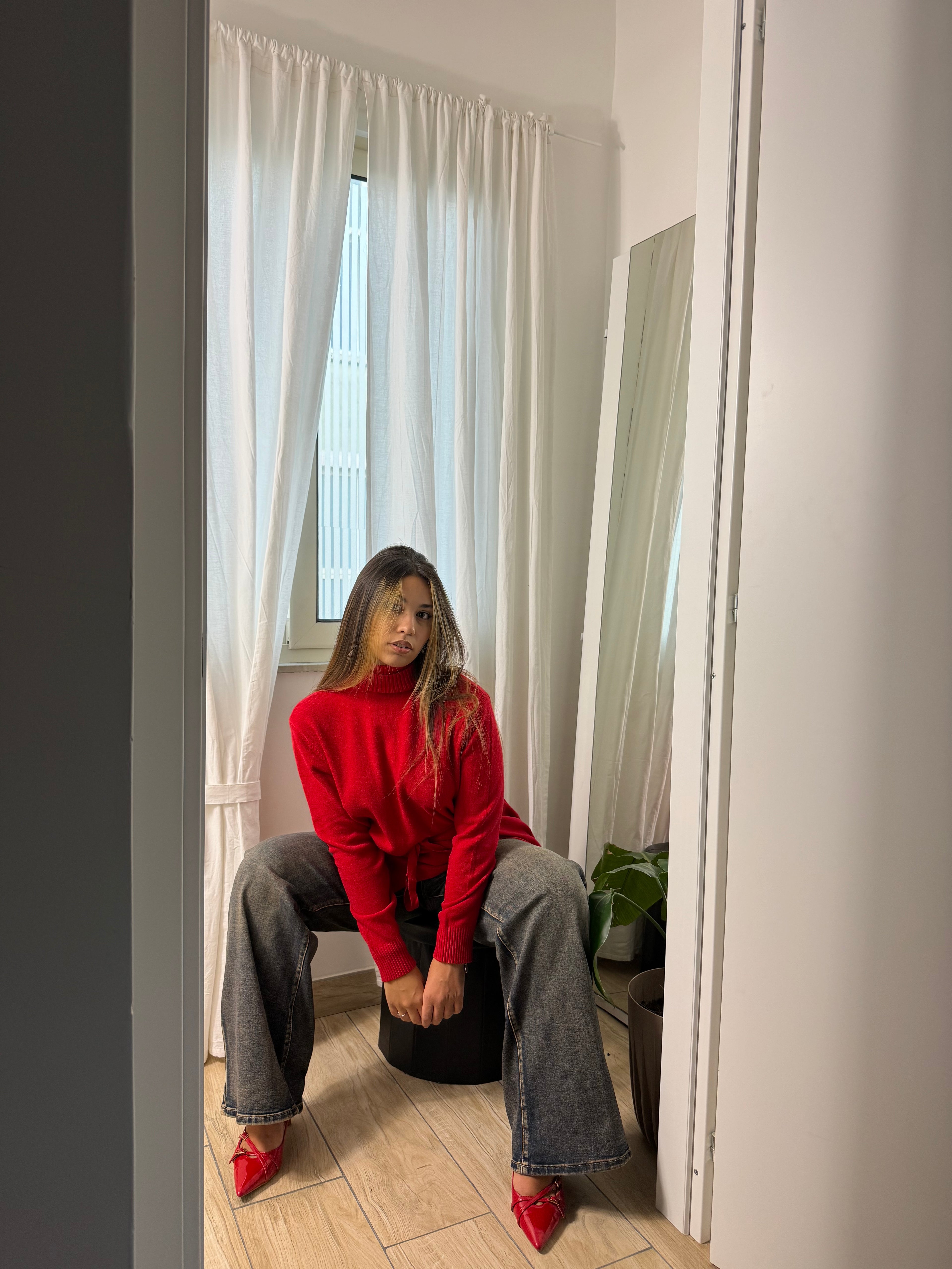 Maglione Flake rosso - Wonderstyle