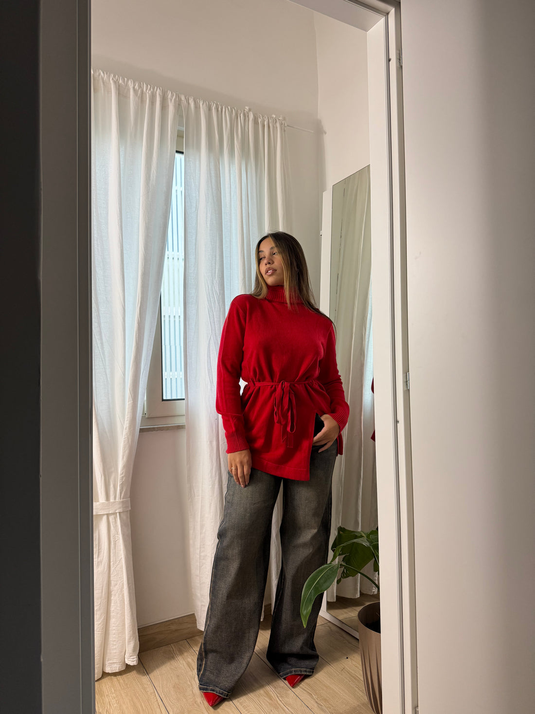 Maglione Flake rosso - Wonderstyle