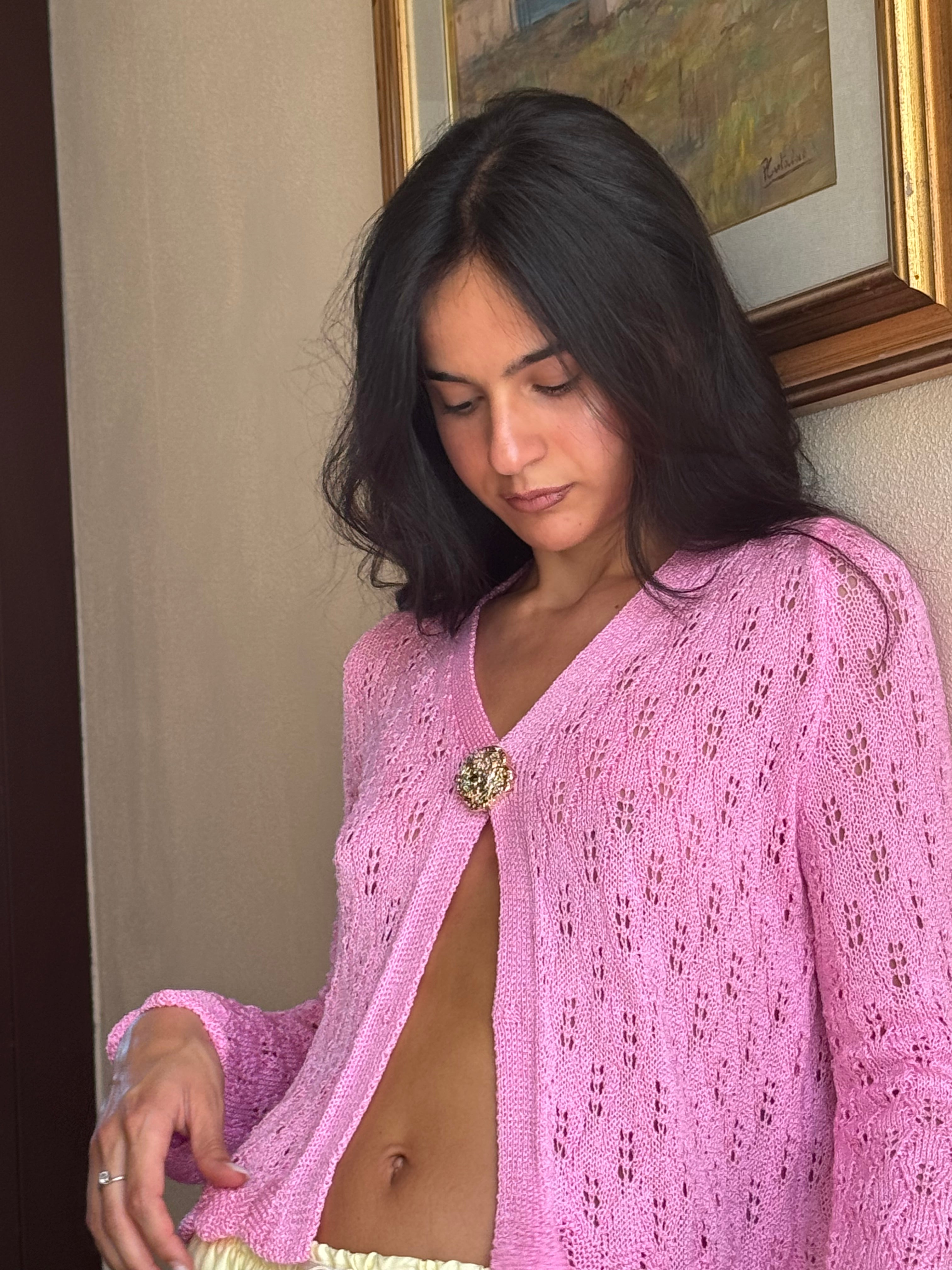 Maglia filo rosa