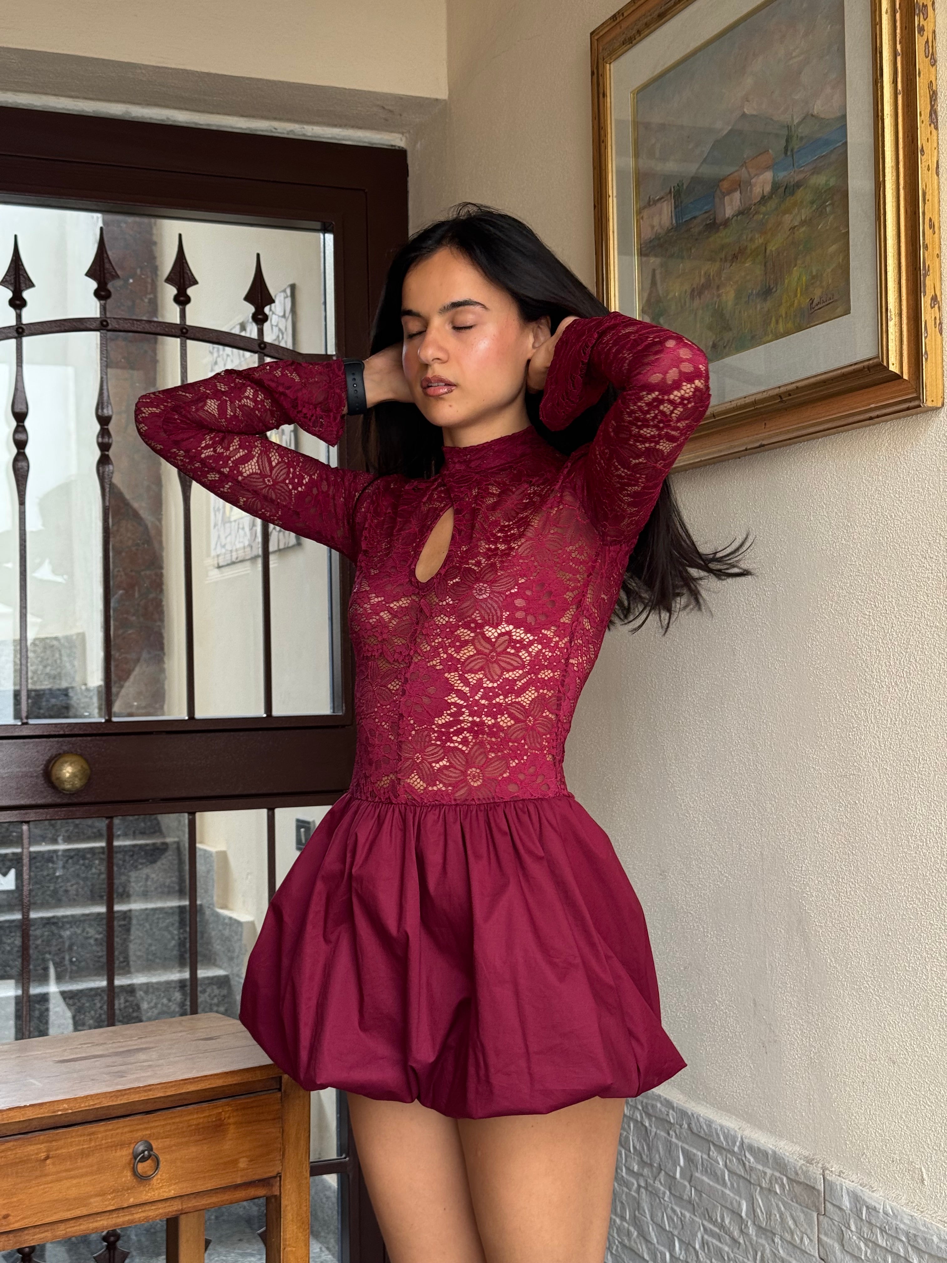 Vestito lace bordeaux