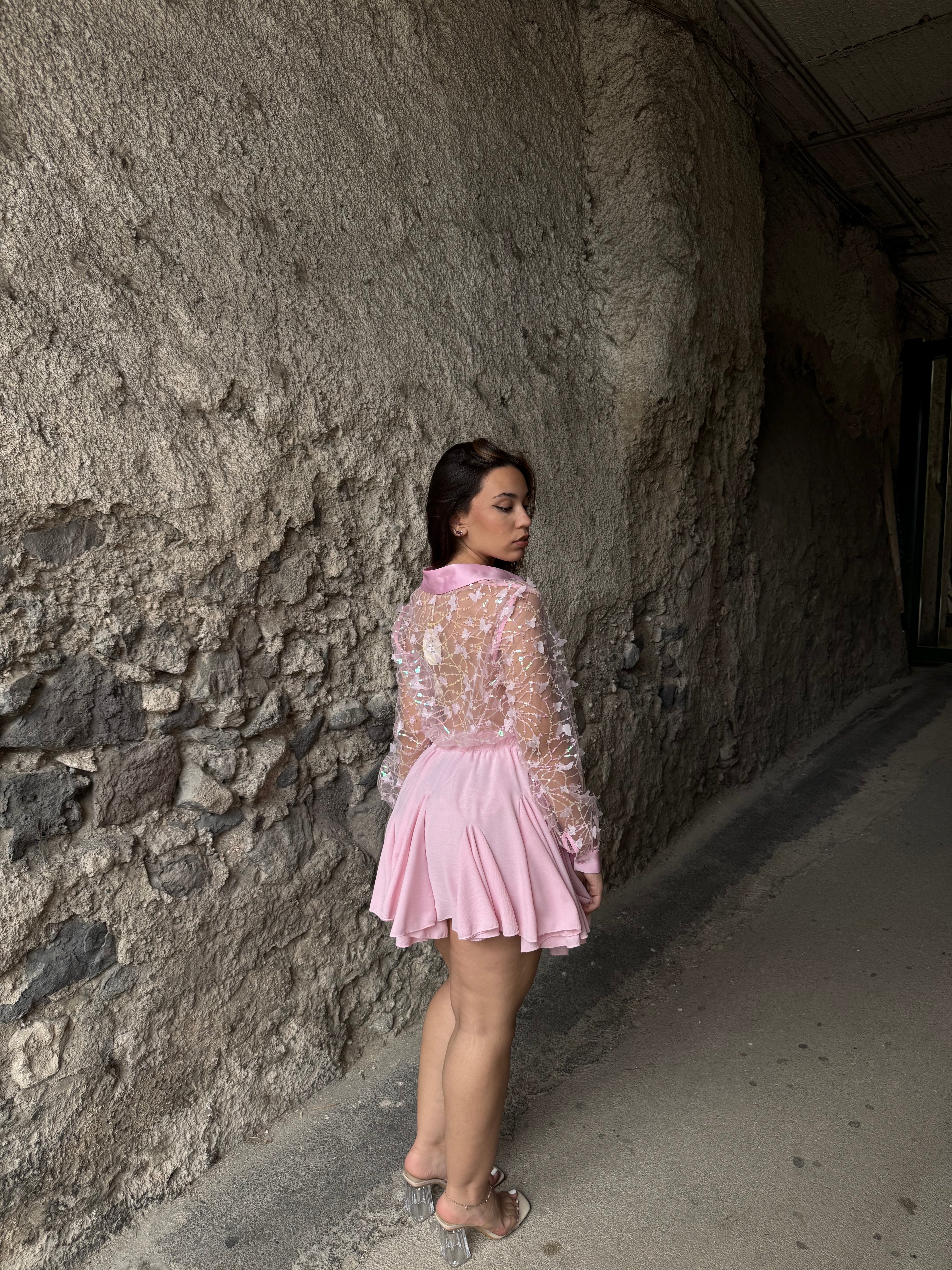 Camicia butterfly rosa