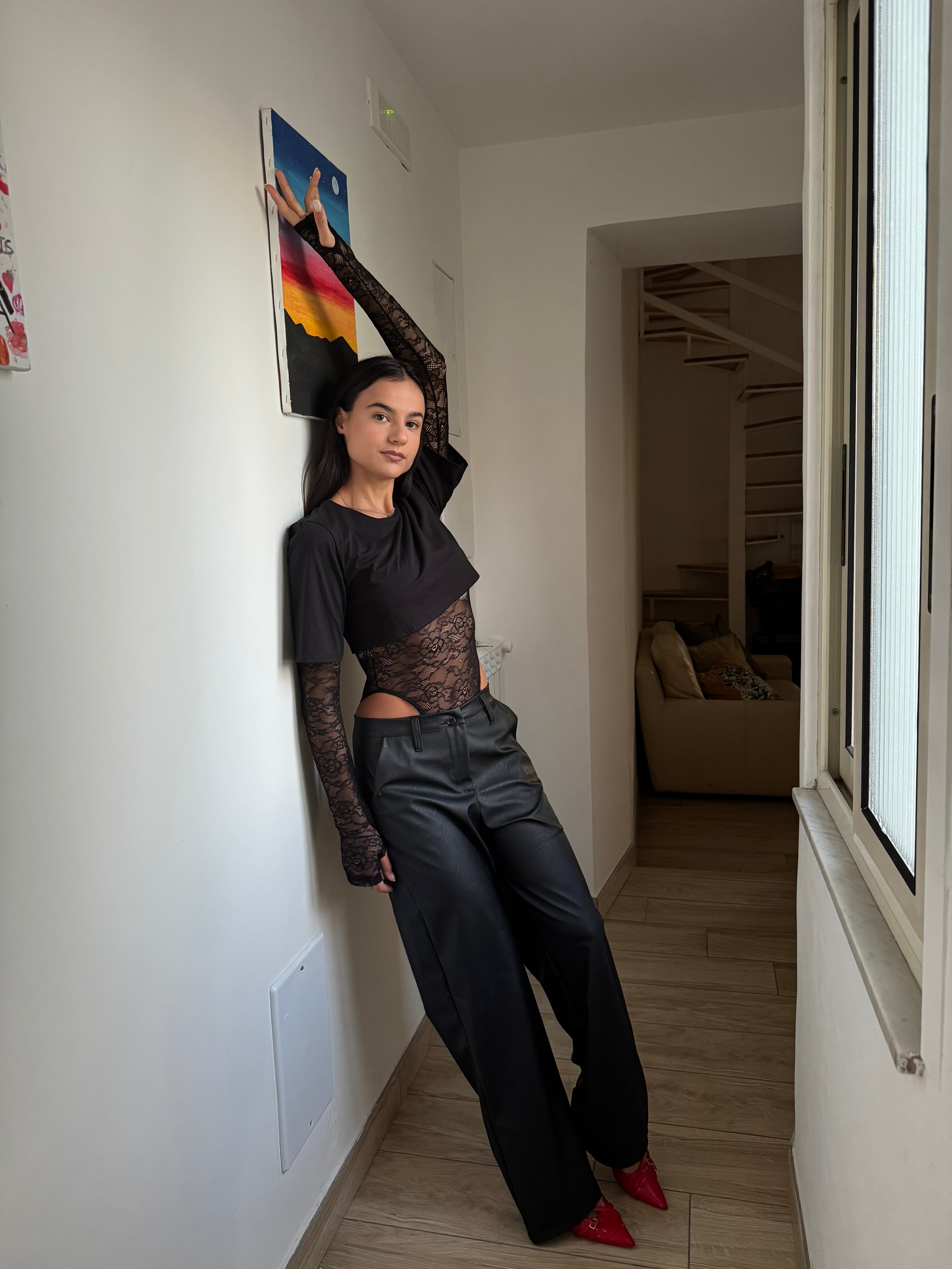 T-SHIRT BODY PIZZO NERO