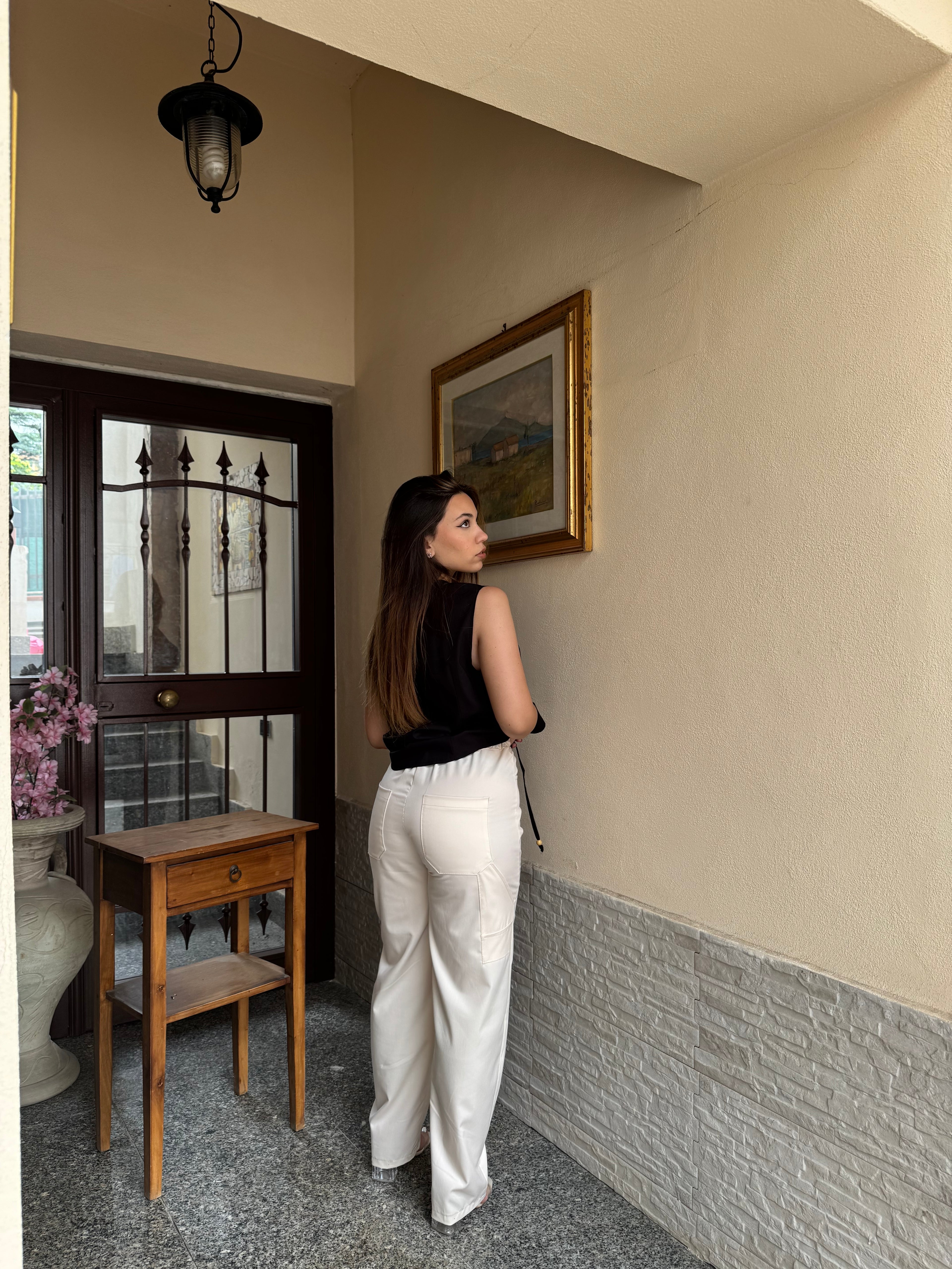 Pantalone cargo beige