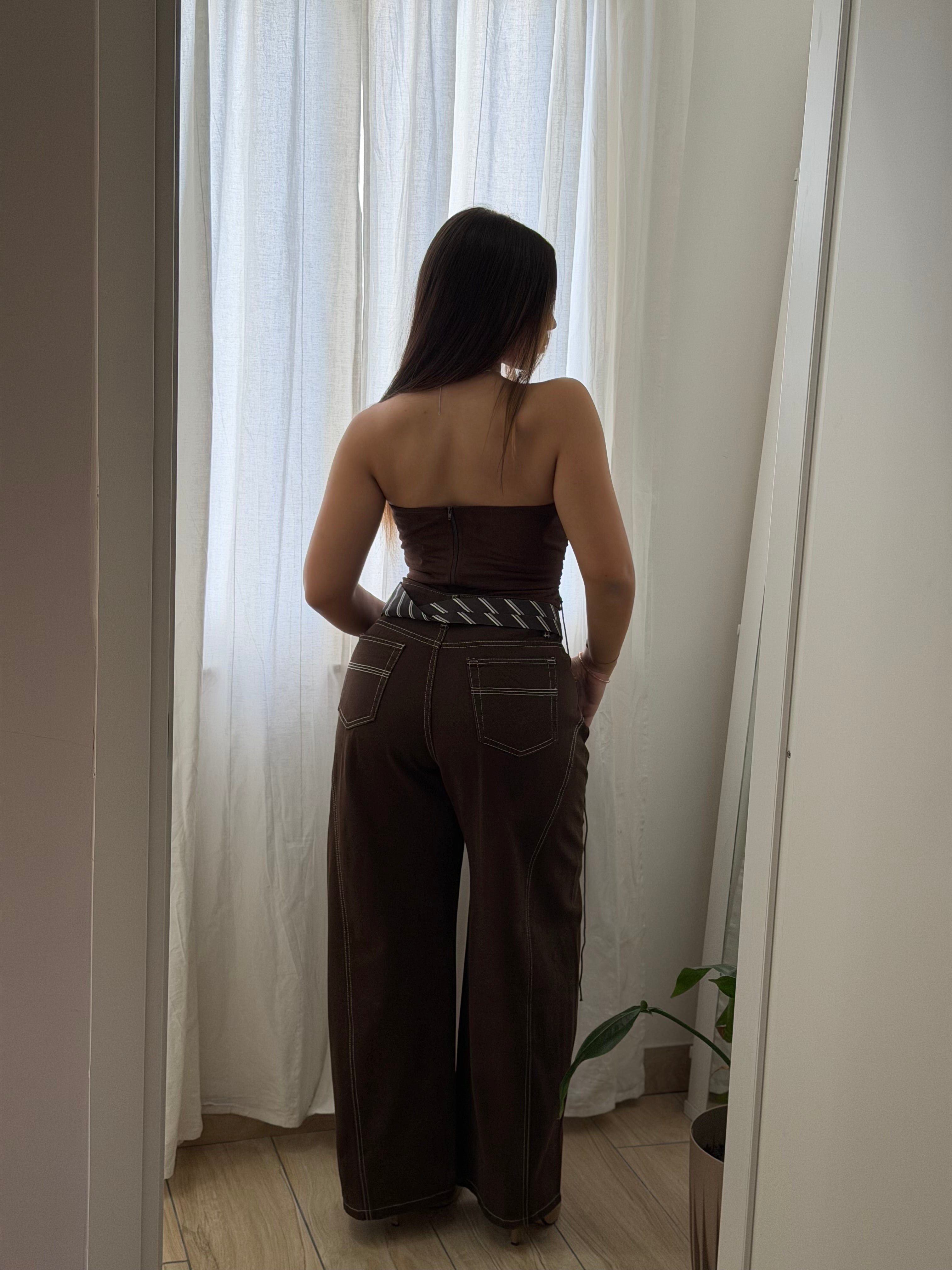 Pantalone cravatta Marrone