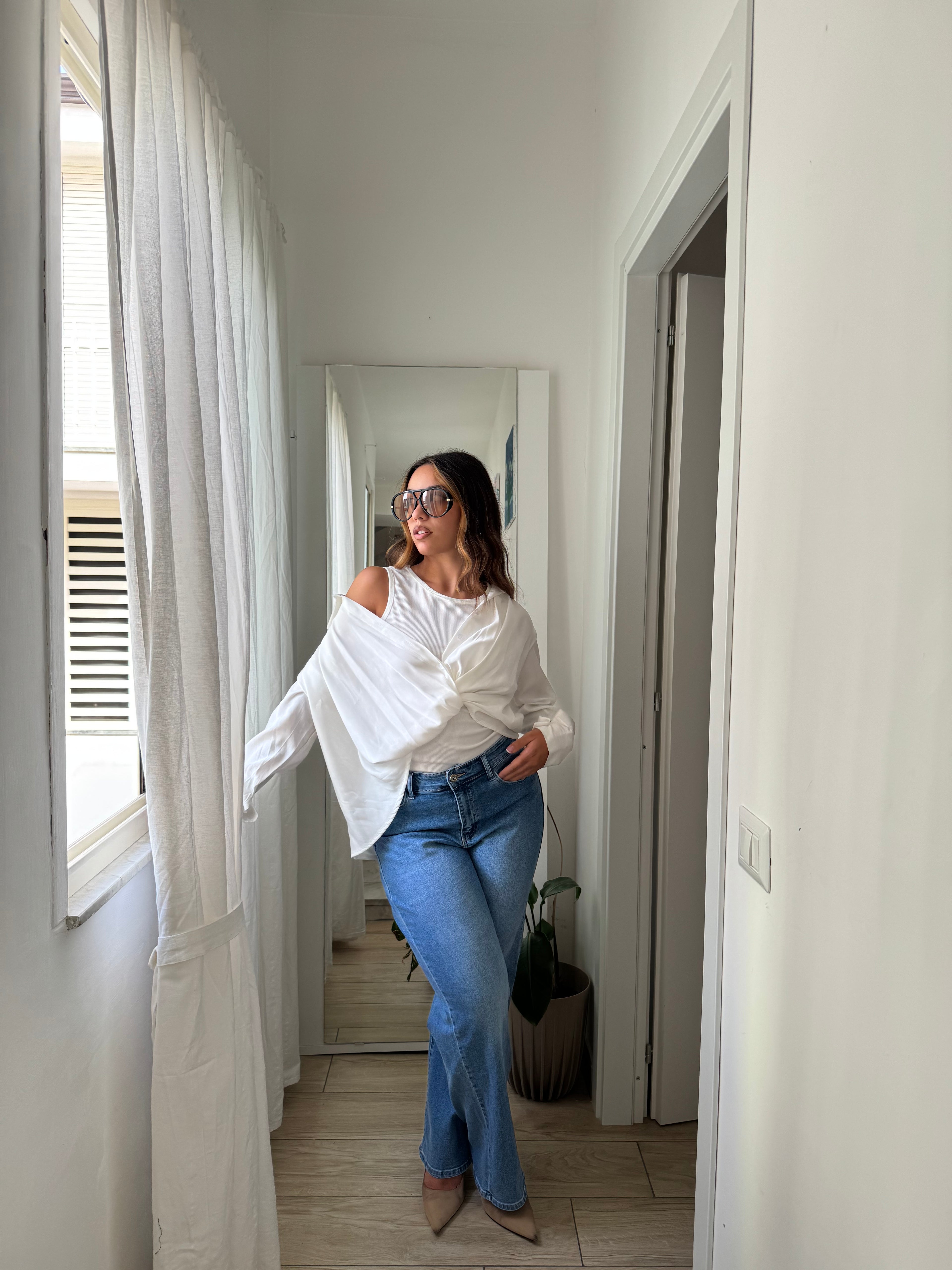 Jeans wide leg chiaro