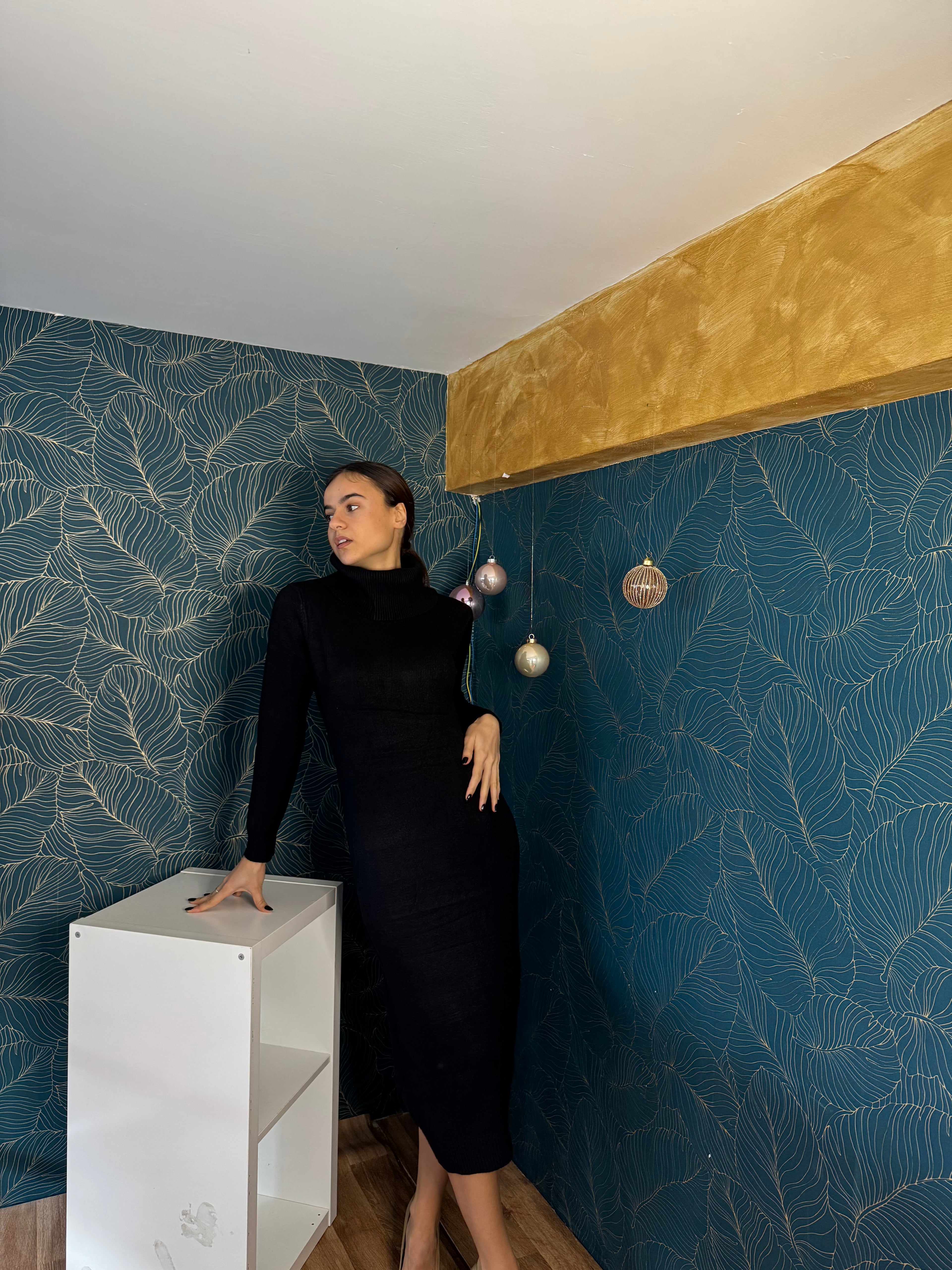 Vestito maxi pull nero - Wonderstyle