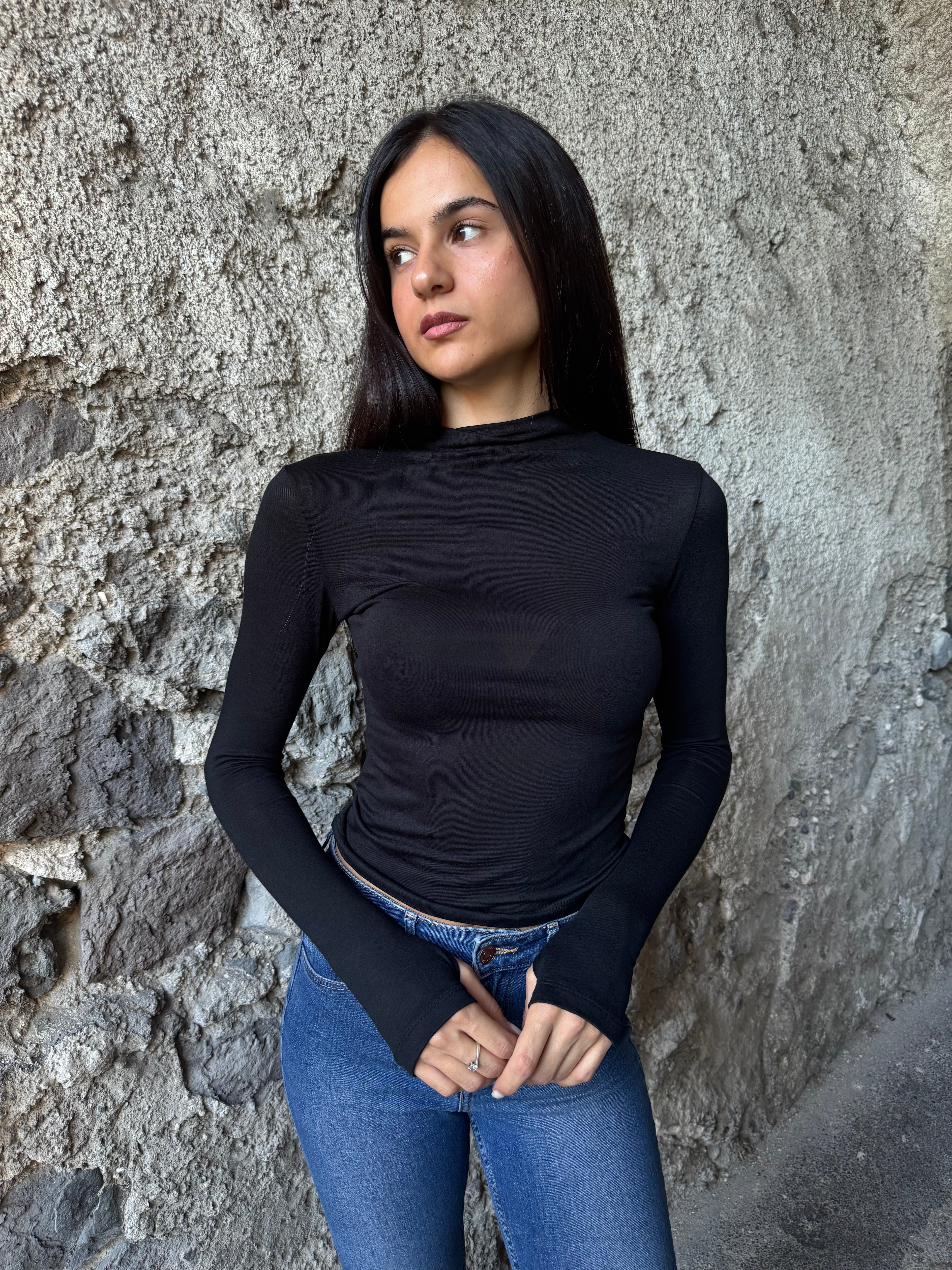 Maglia slim nera