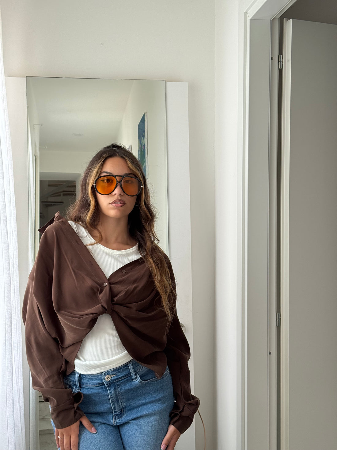 Set Canotta e camicia marrone - Wonderstyle