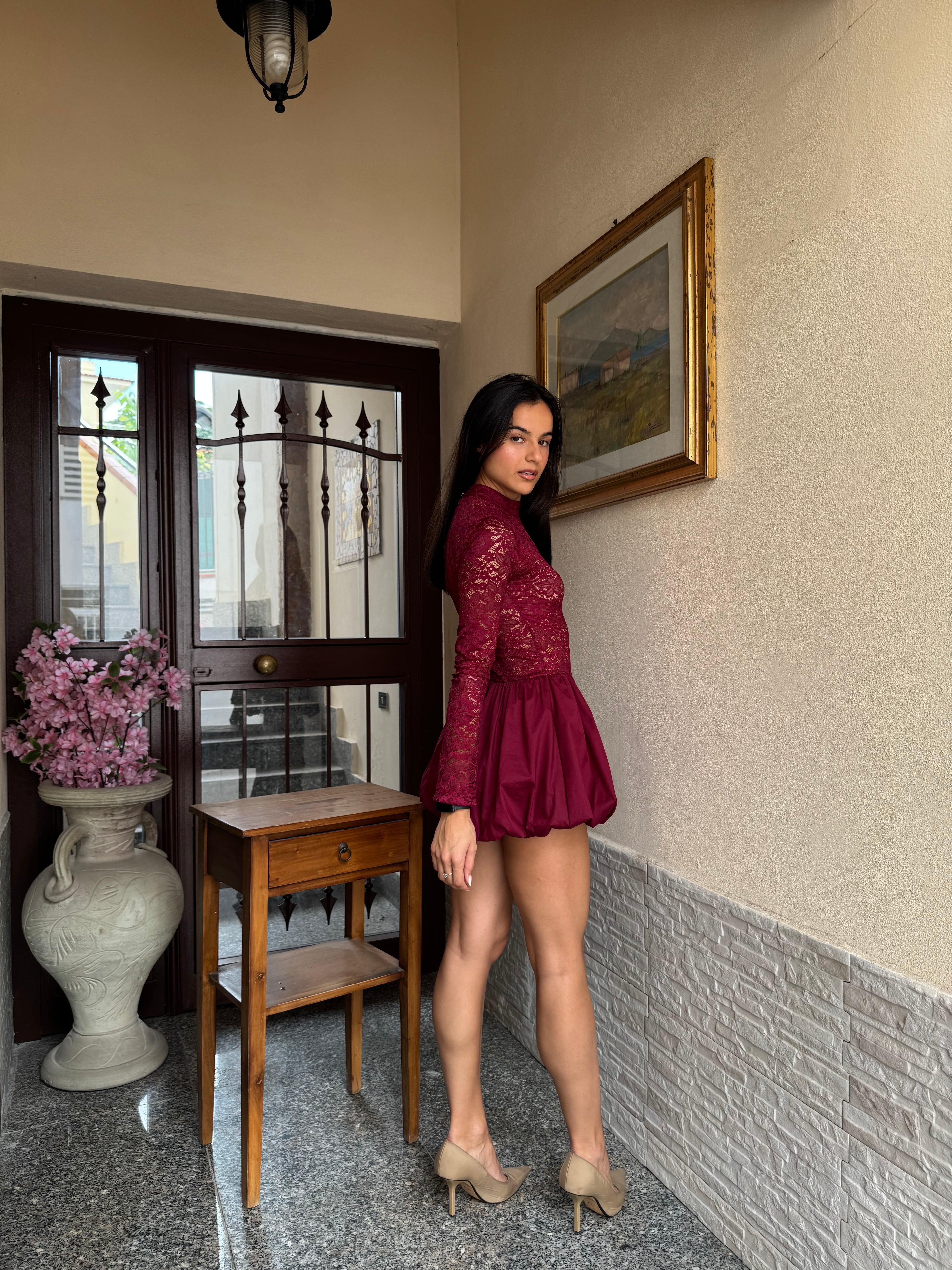 Vestito lace bordeaux