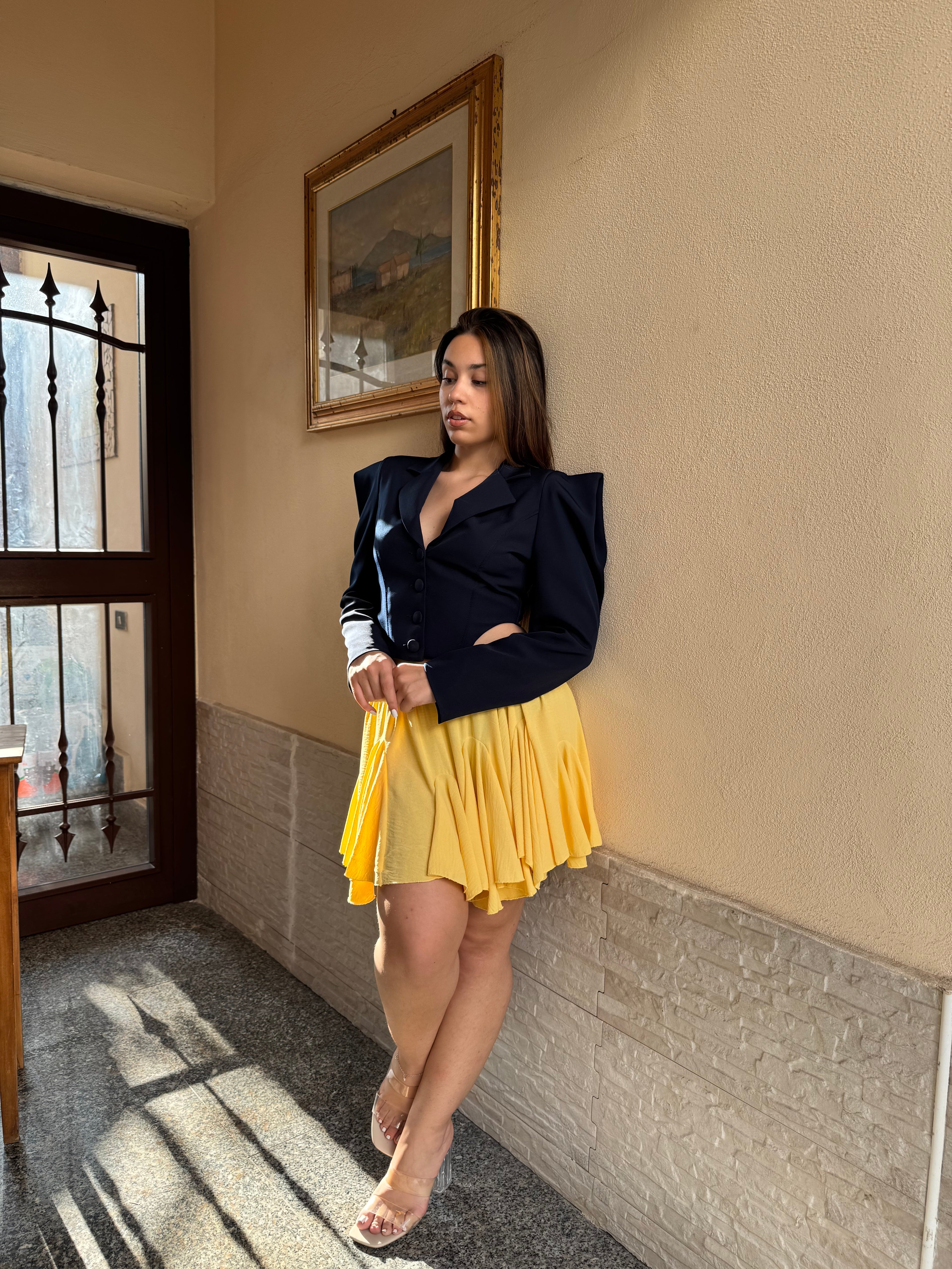 Giacca crop blu