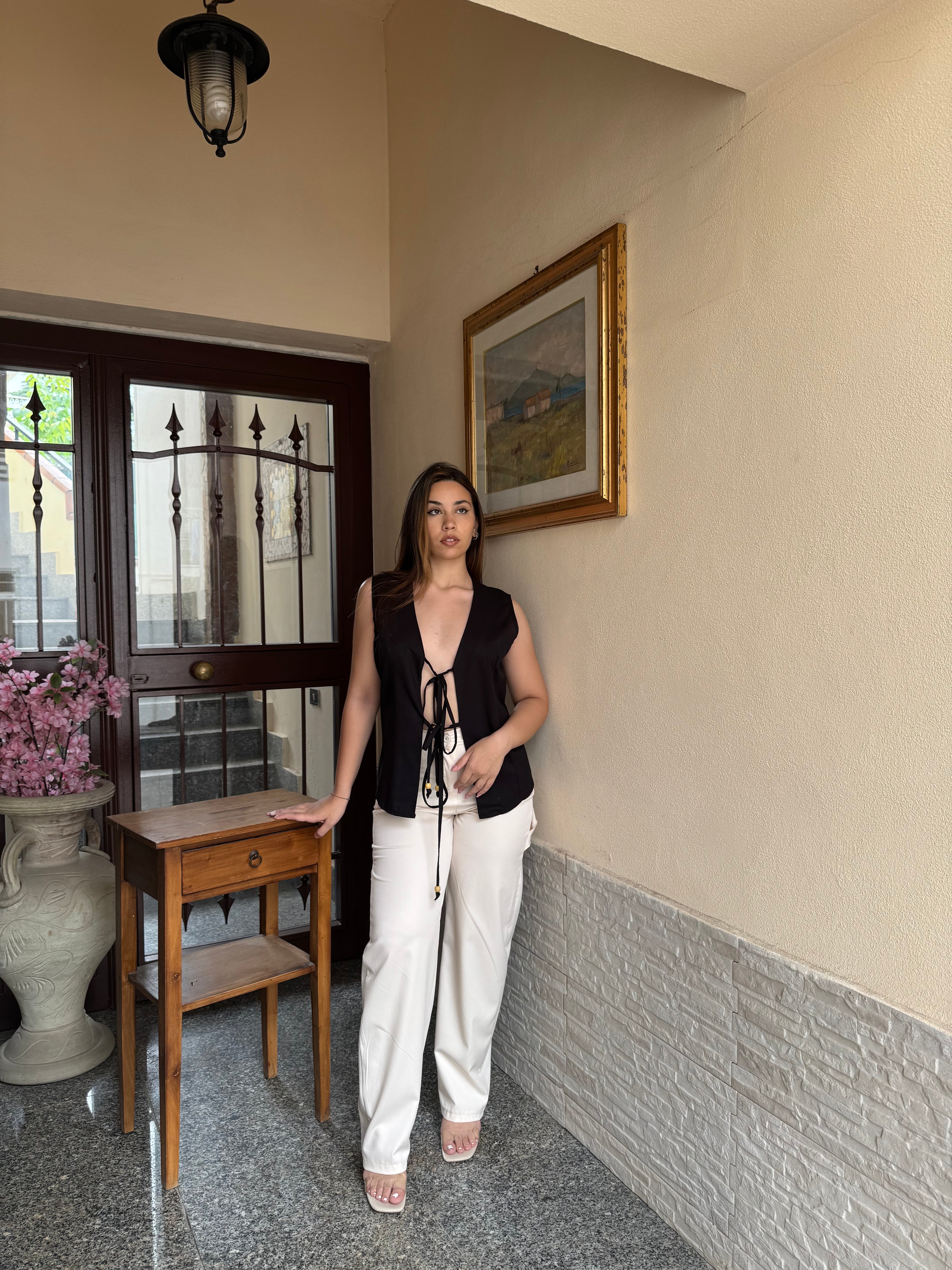 Pantalone cargo beige