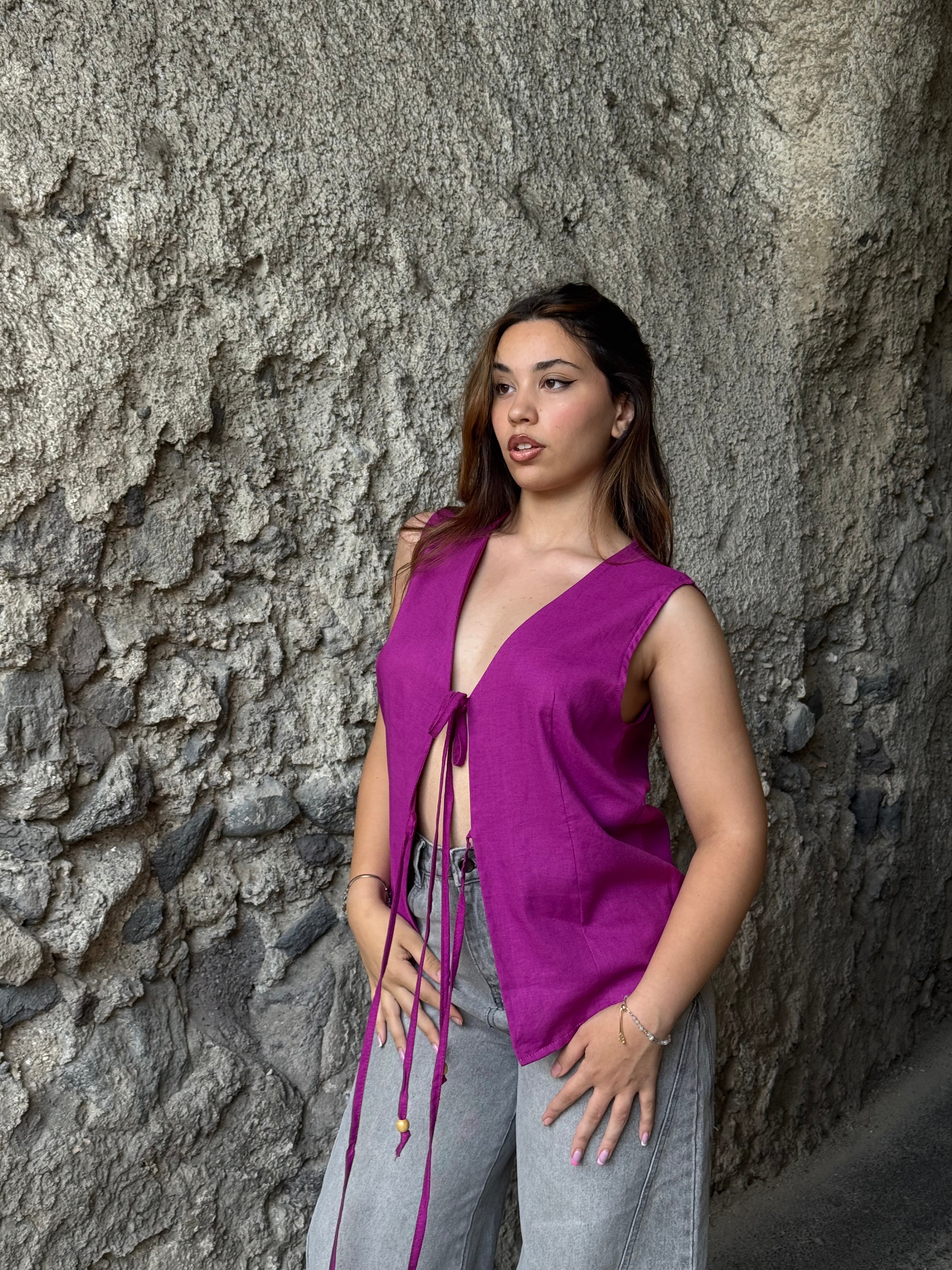 Gilet oversize Lino Magenta