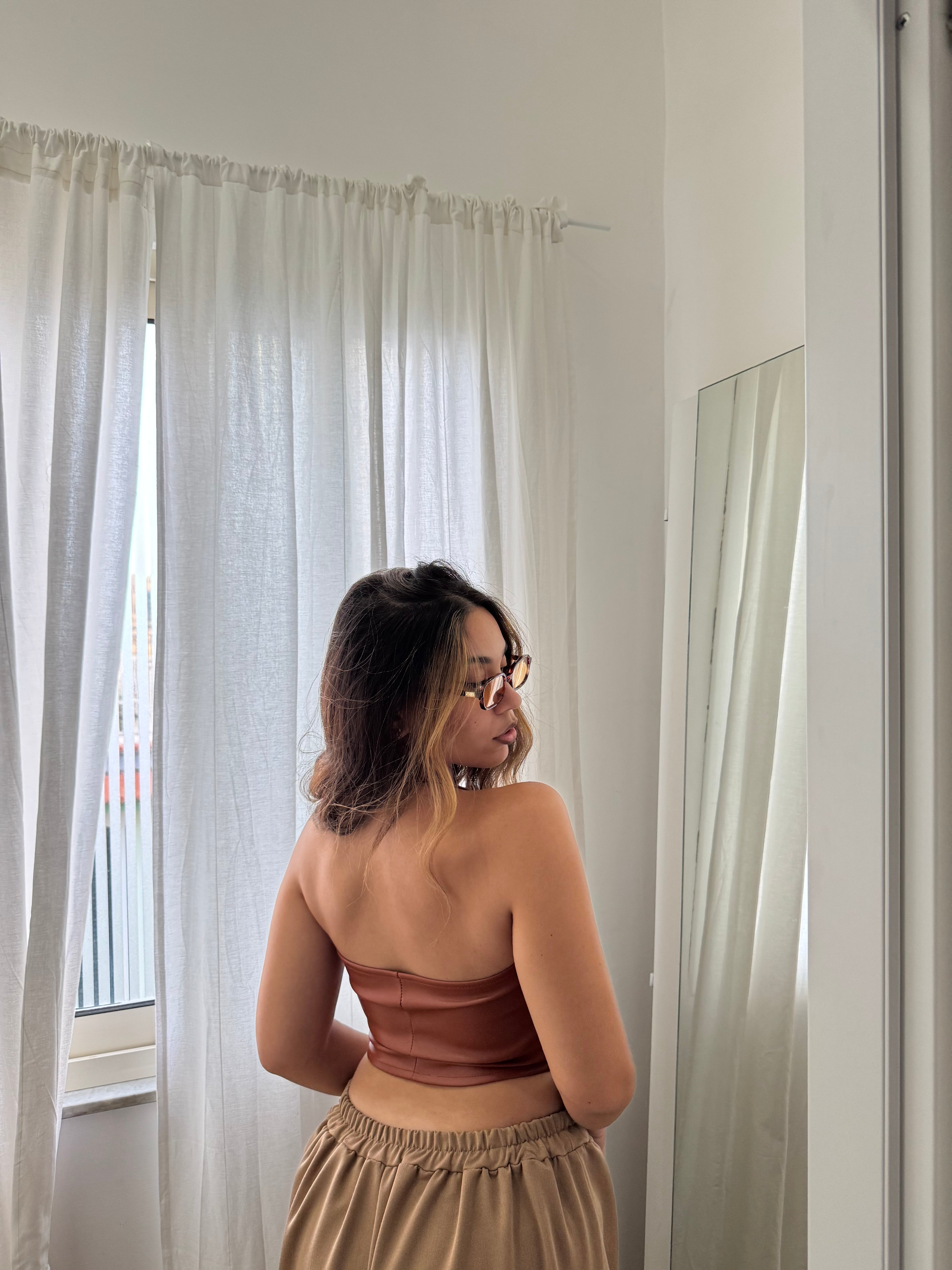 Top ecopelle marrone - Wonderstyle
