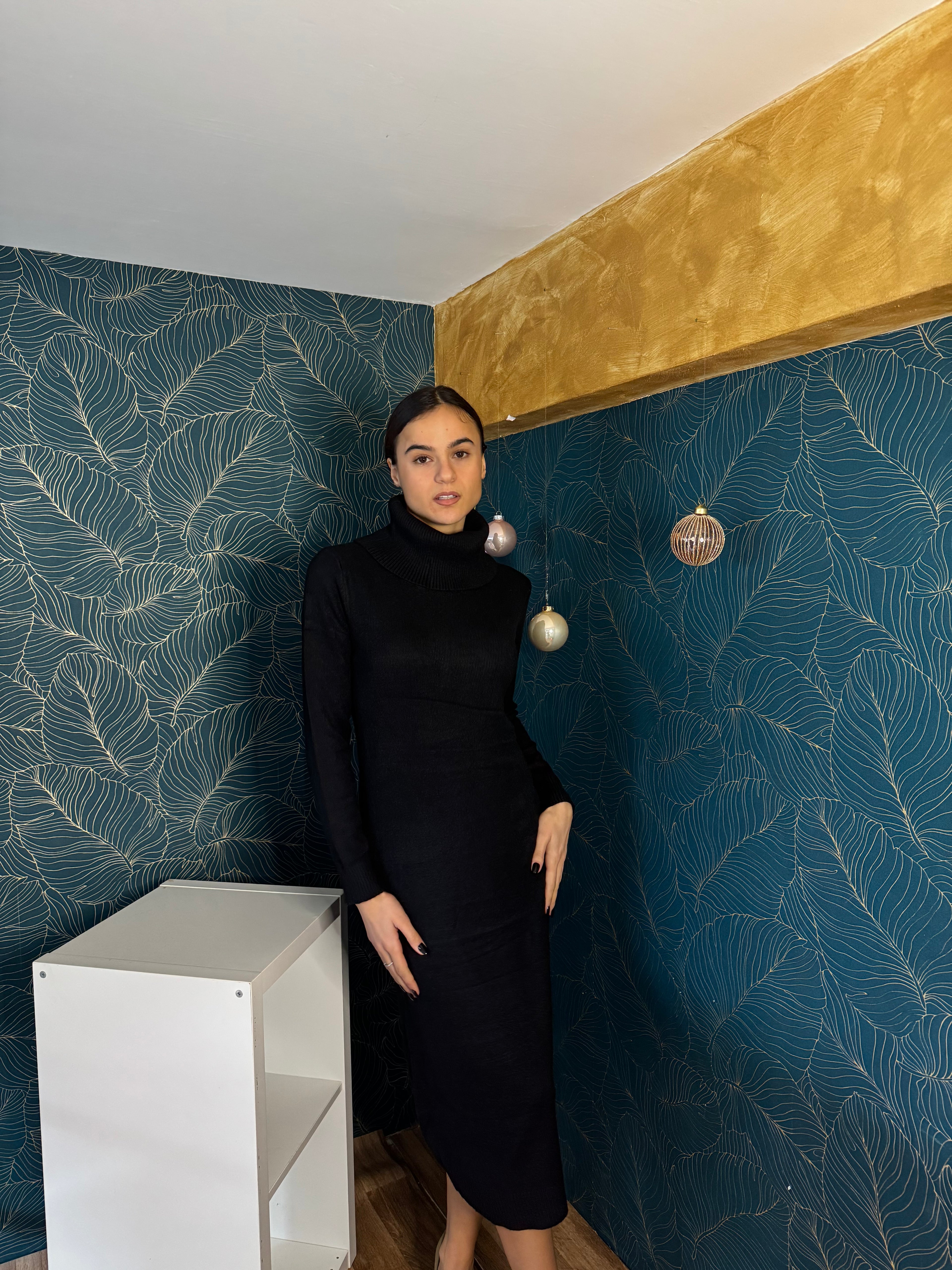 Vestito maxi pull nero - Wonderstyle