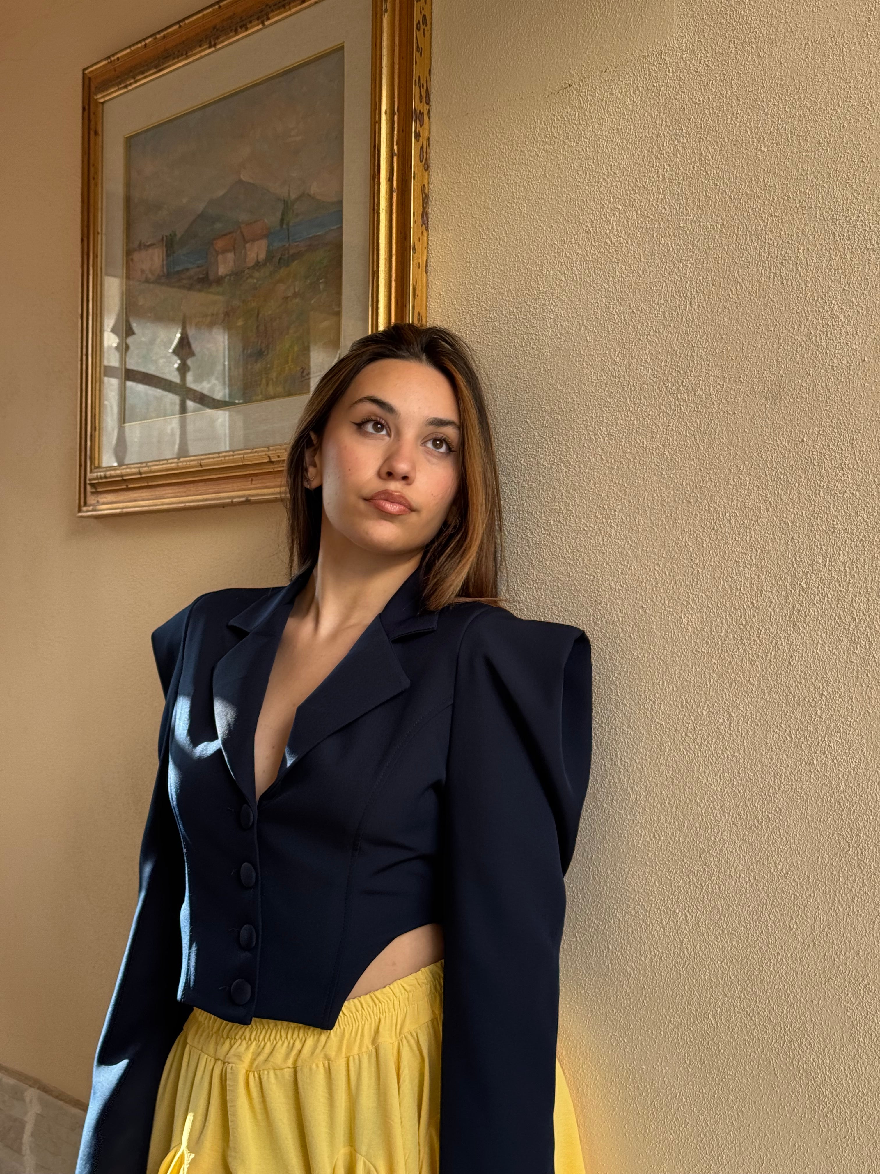 Giacca crop blu