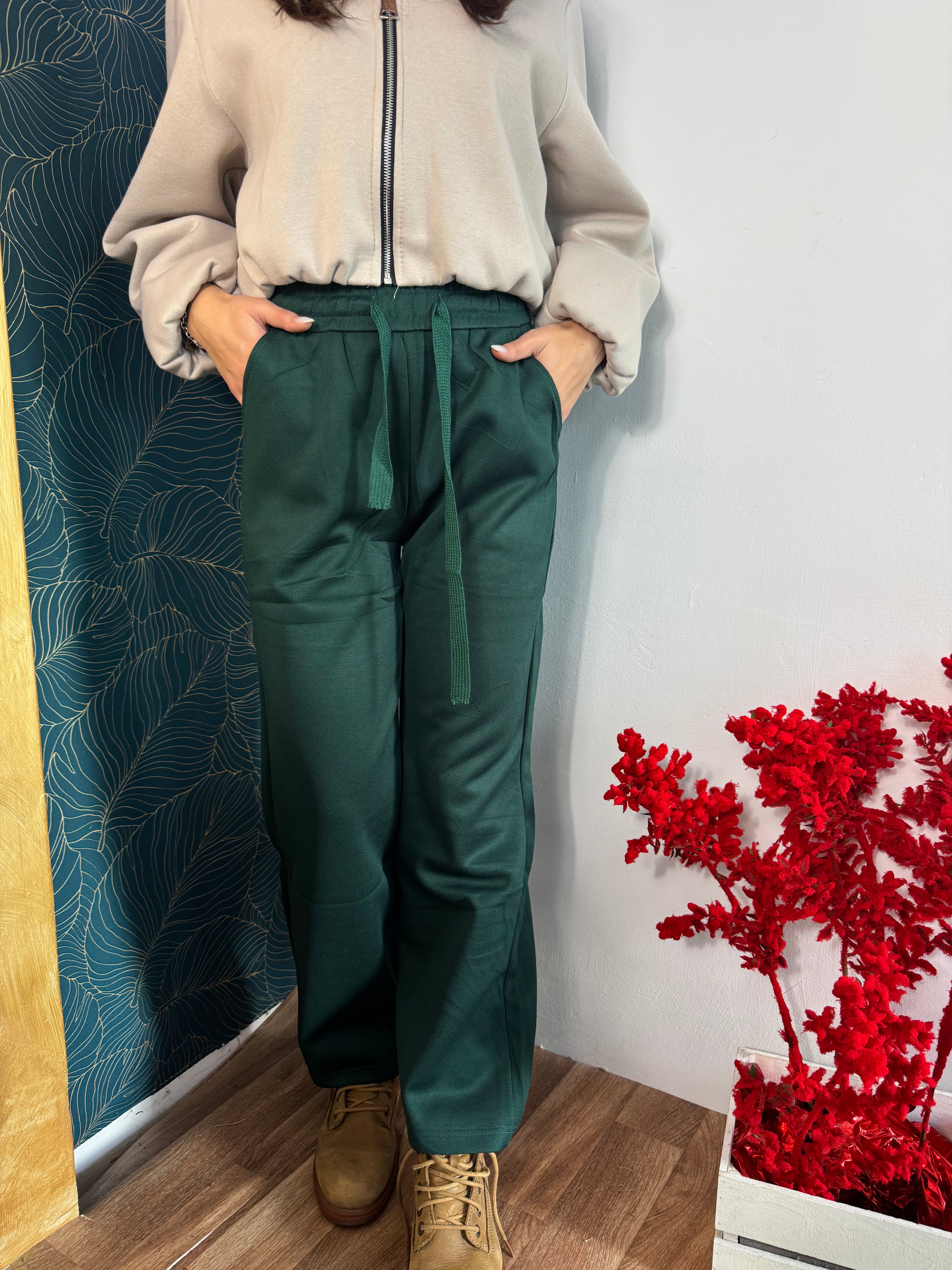 Pantalone felpato verde - Wonderstyle