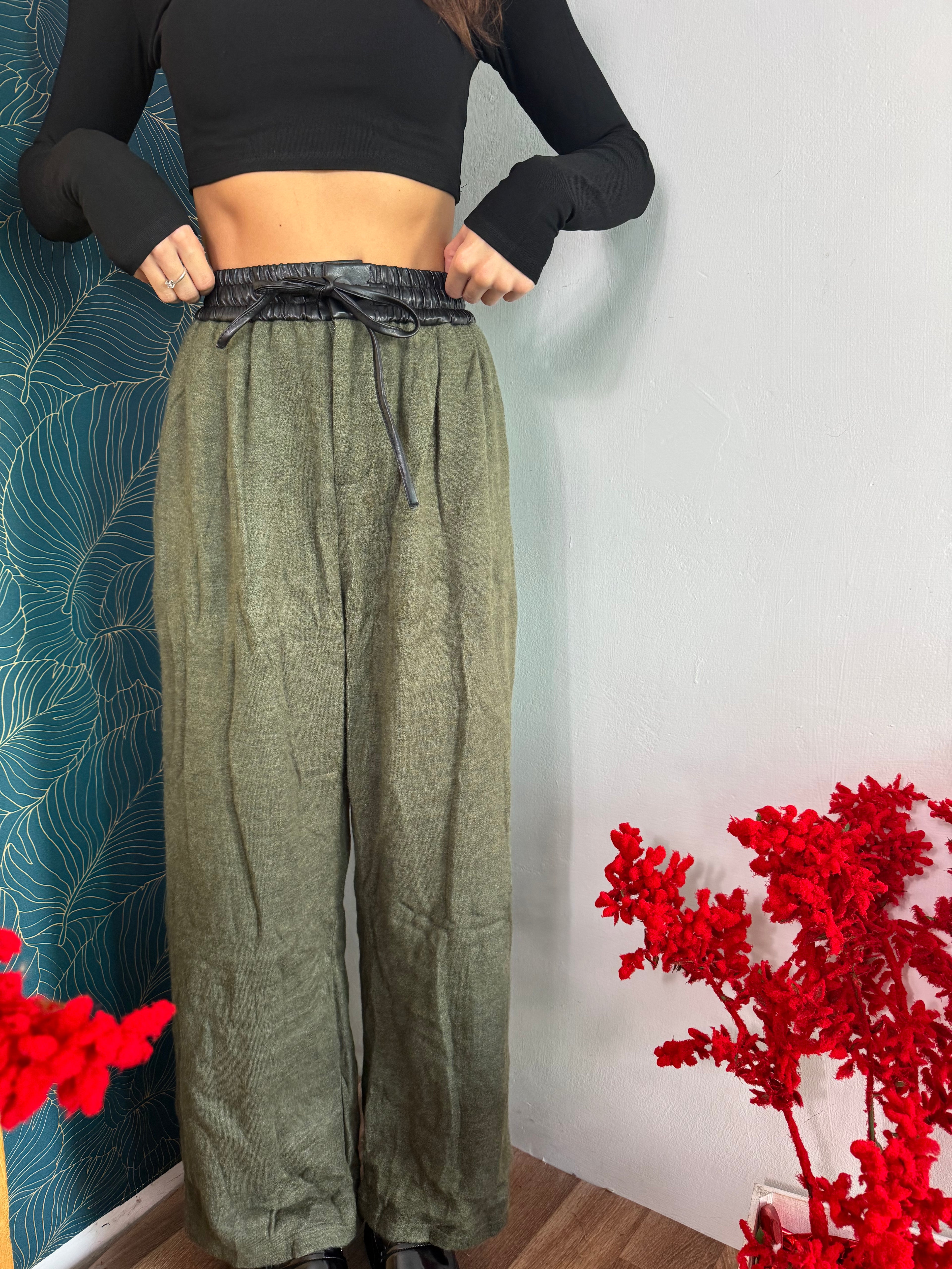 Pantalone lana fascia verde - Wonderstyle