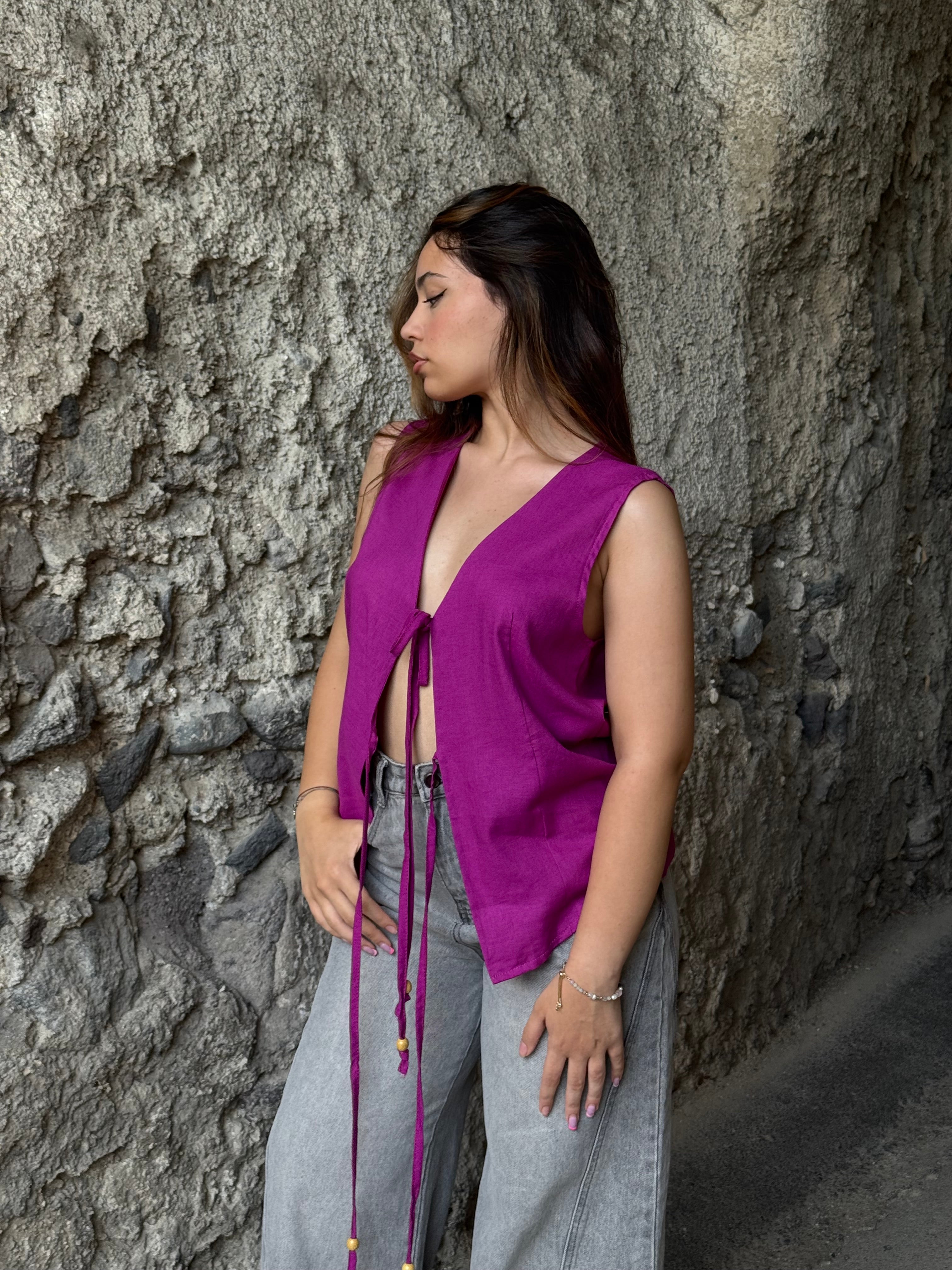 Gilet oversize Lino Magenta