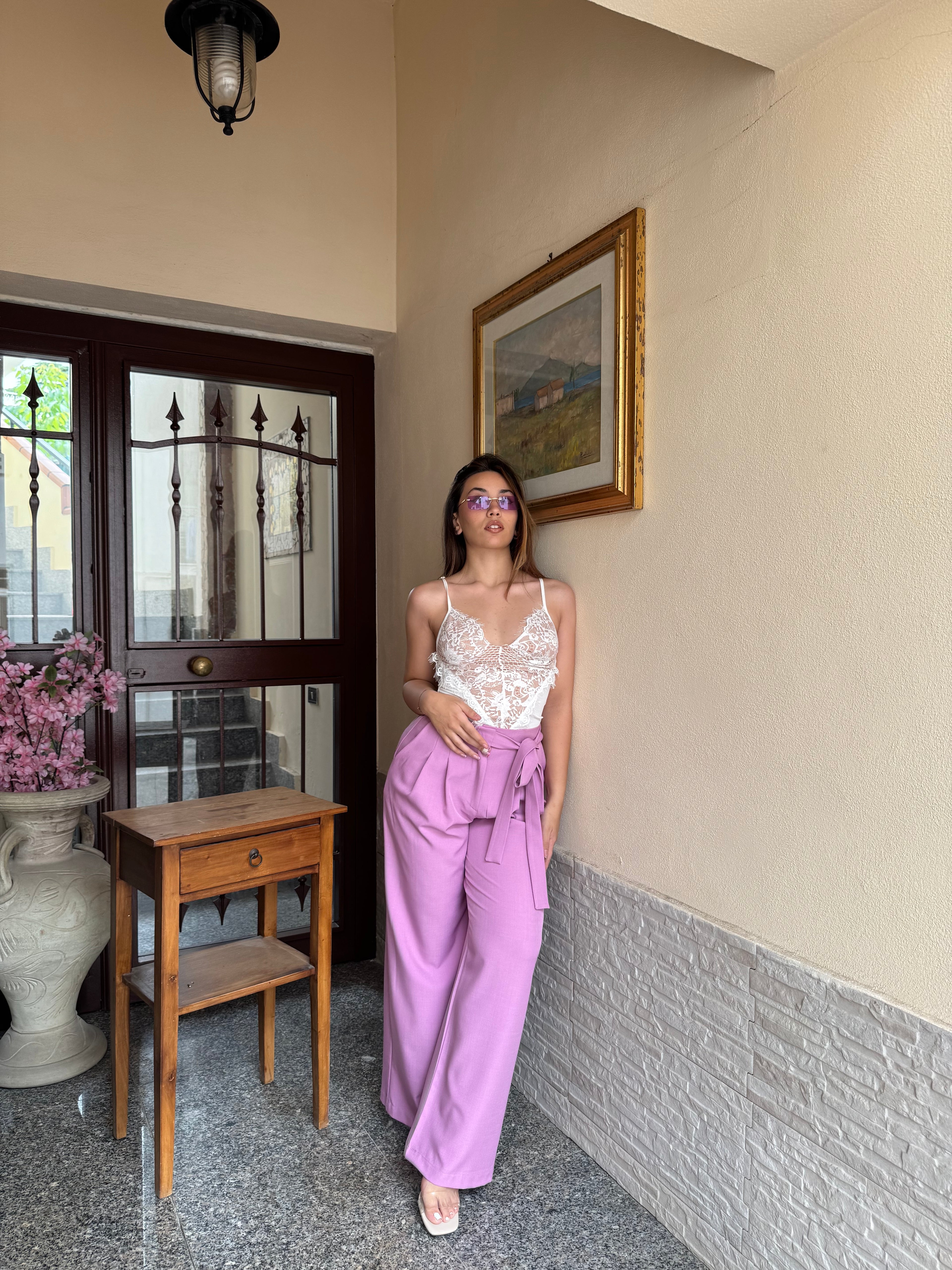 Pantalone fiocco rosa