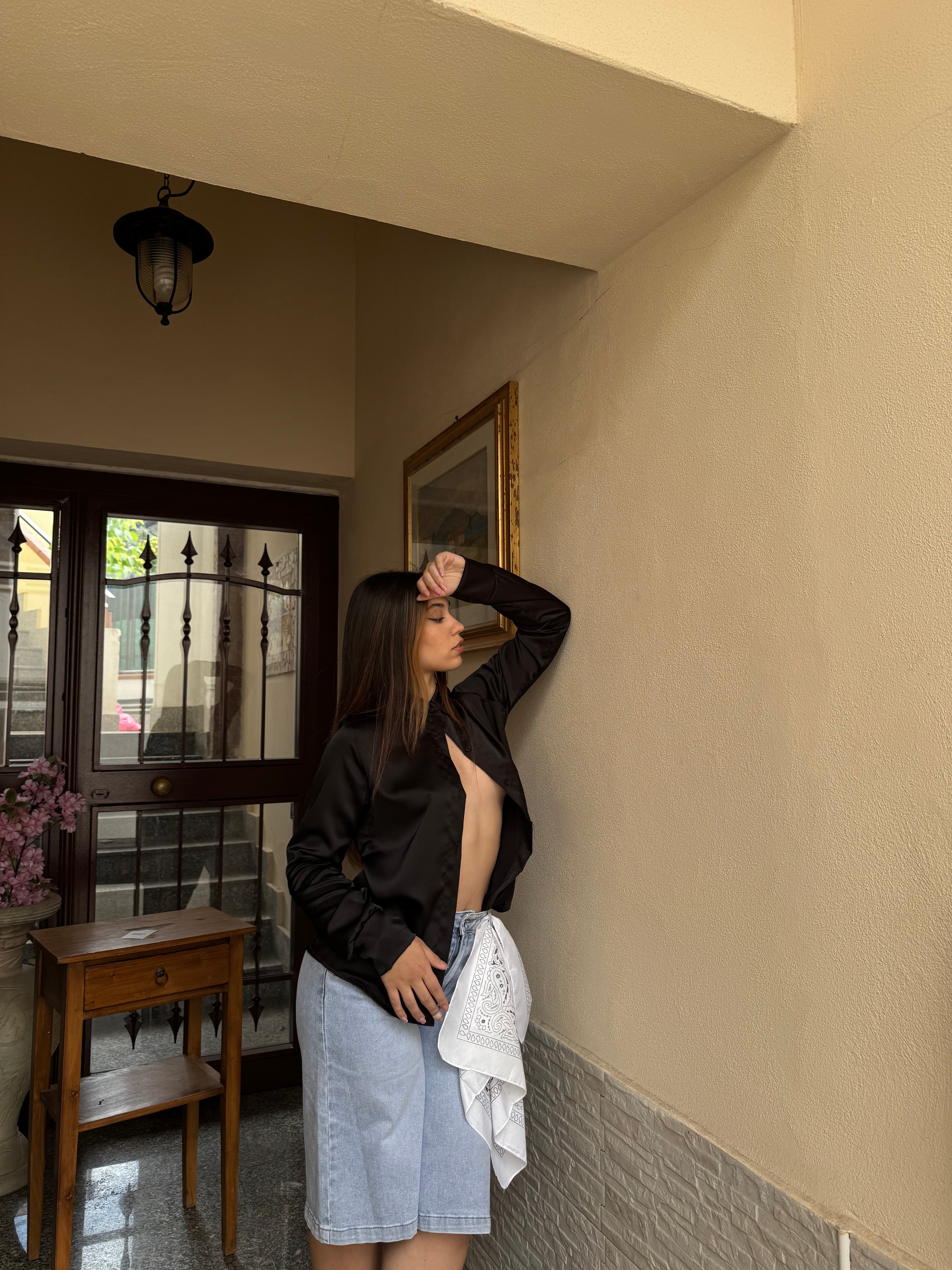 Camicia satin nera