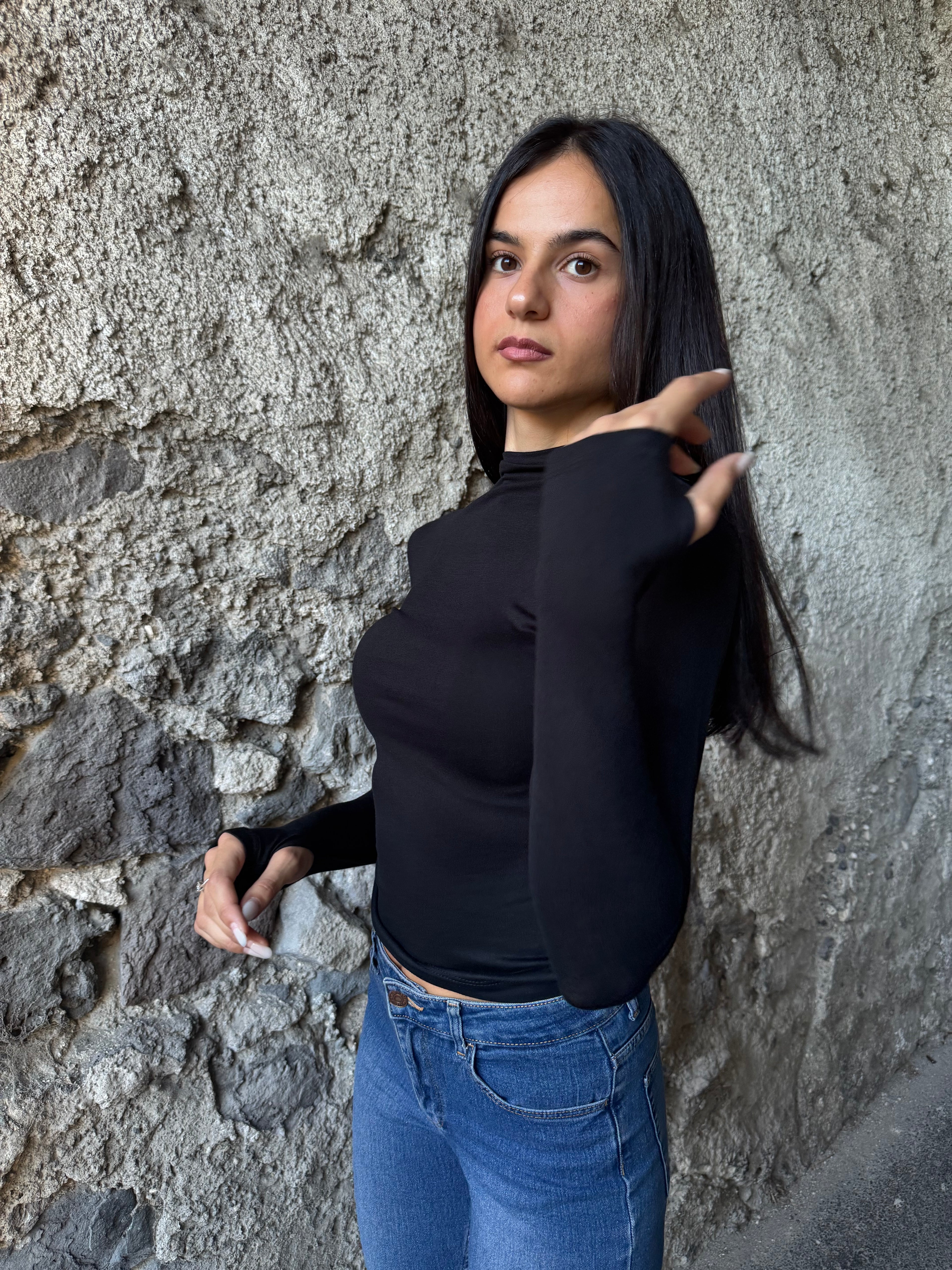 Maglia slim nera