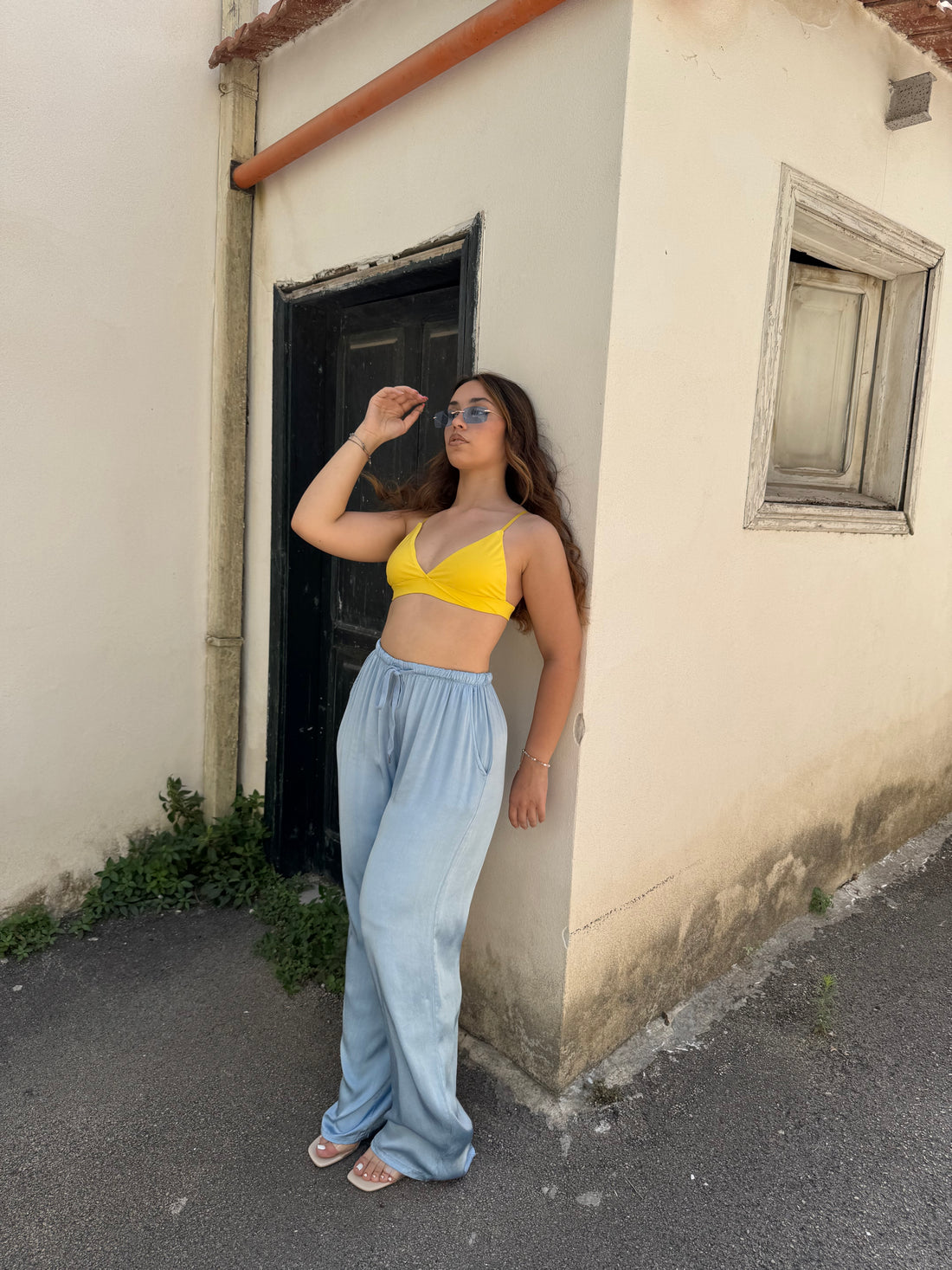 Pantalone satin celeste - Wonderstyle