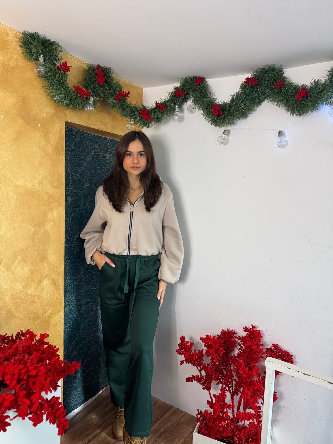 Pantalone felpato verde - Wonderstyle