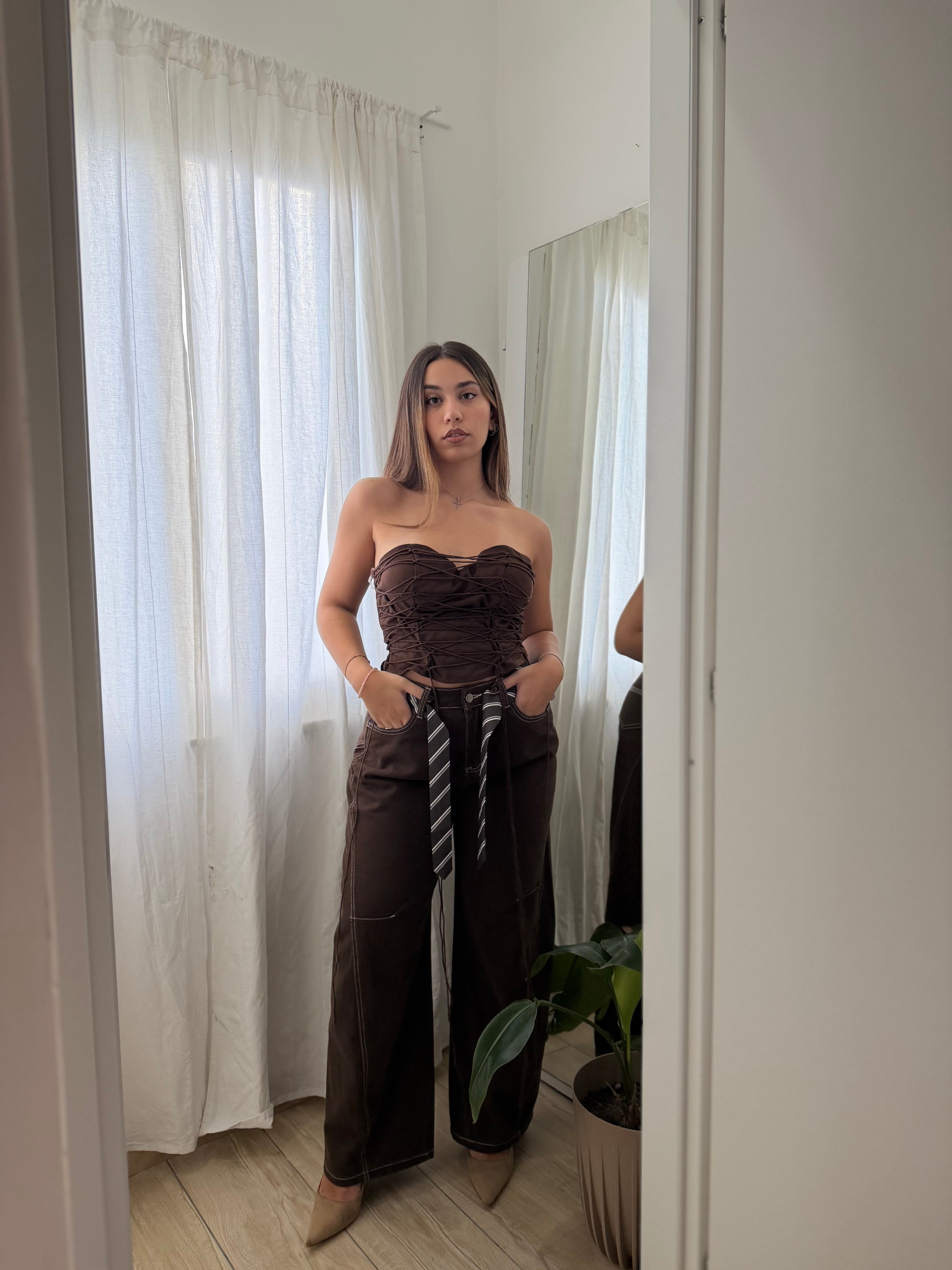 Pantalone cravatta Marrone