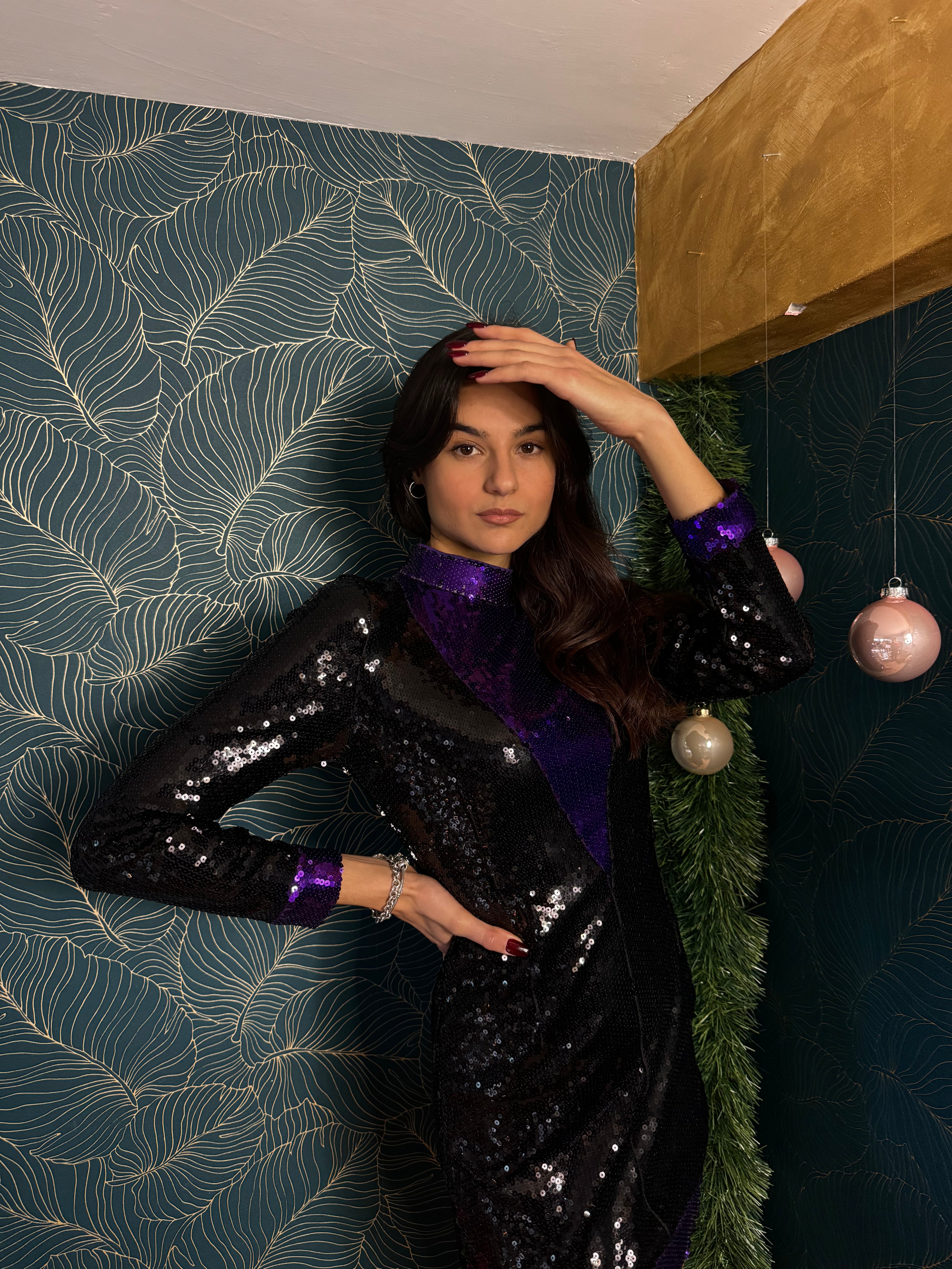 Vestito paillettes viola - Wonderstyle