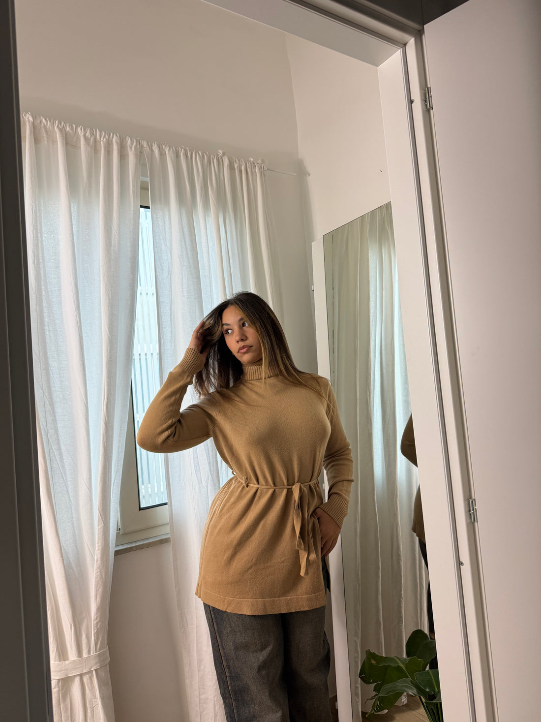 Maglione Flake cammello - Wonderstyle