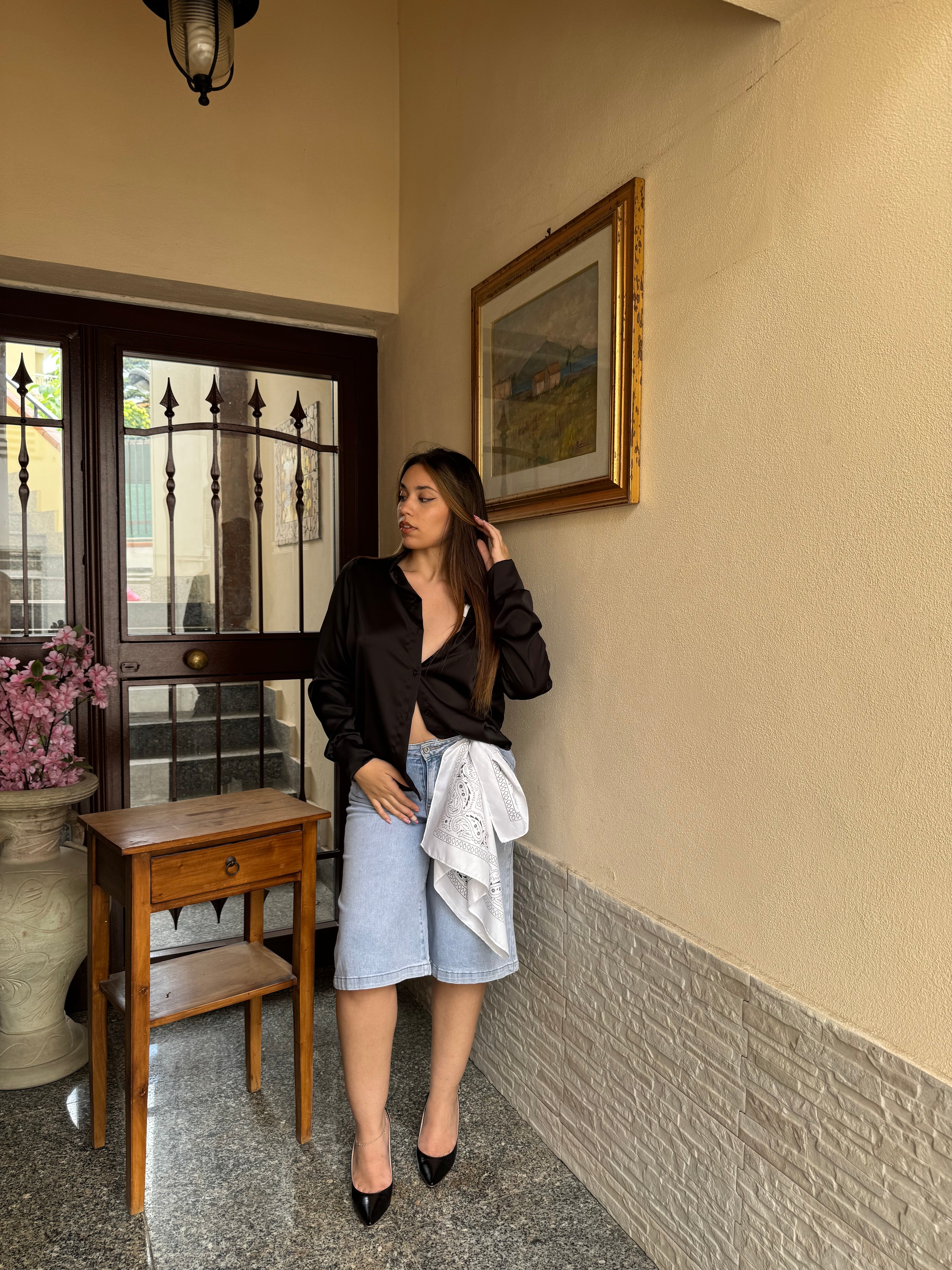 Camicia satin nera