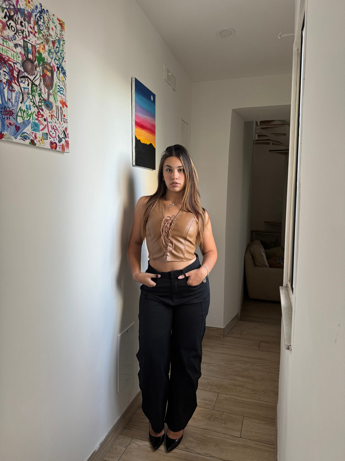 Top Ecopelle Marroncino