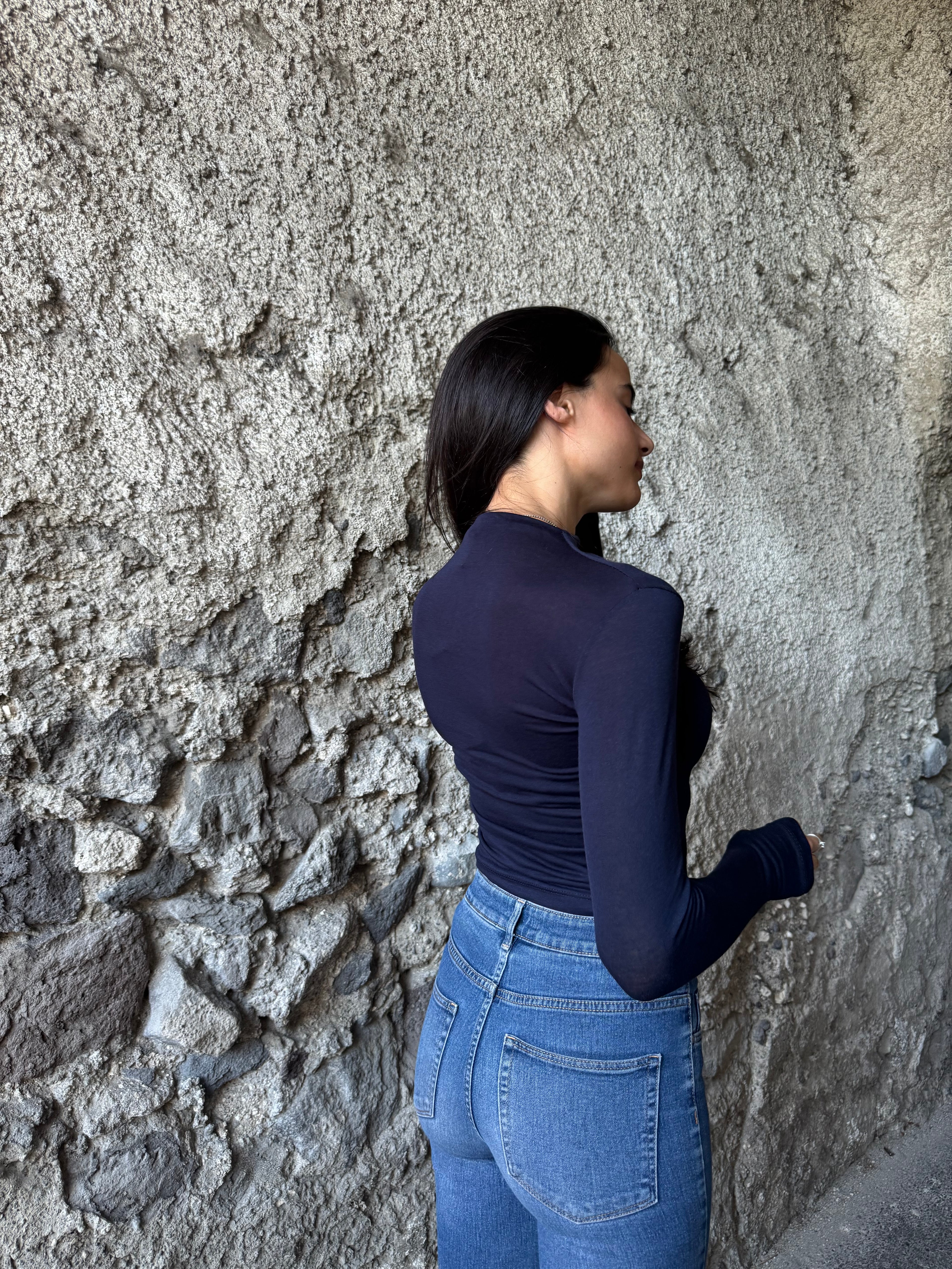 Maglia slim blu