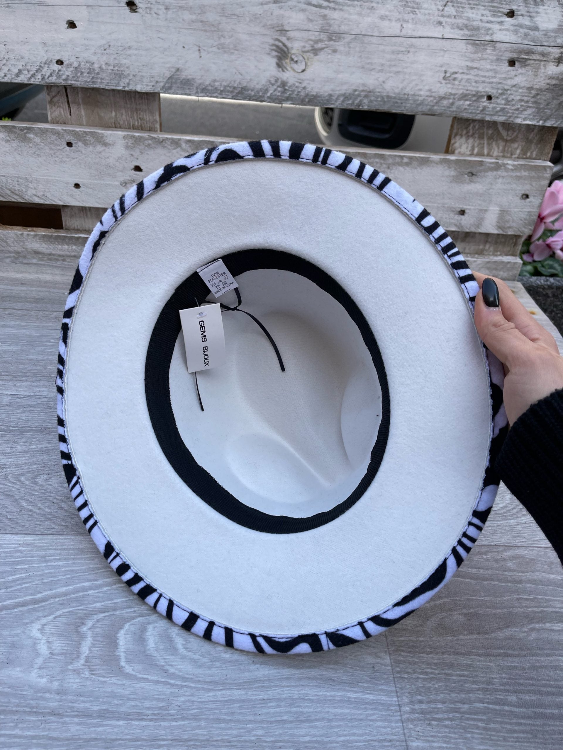 Cappello falda larga zebra bianco - Wonderstyle