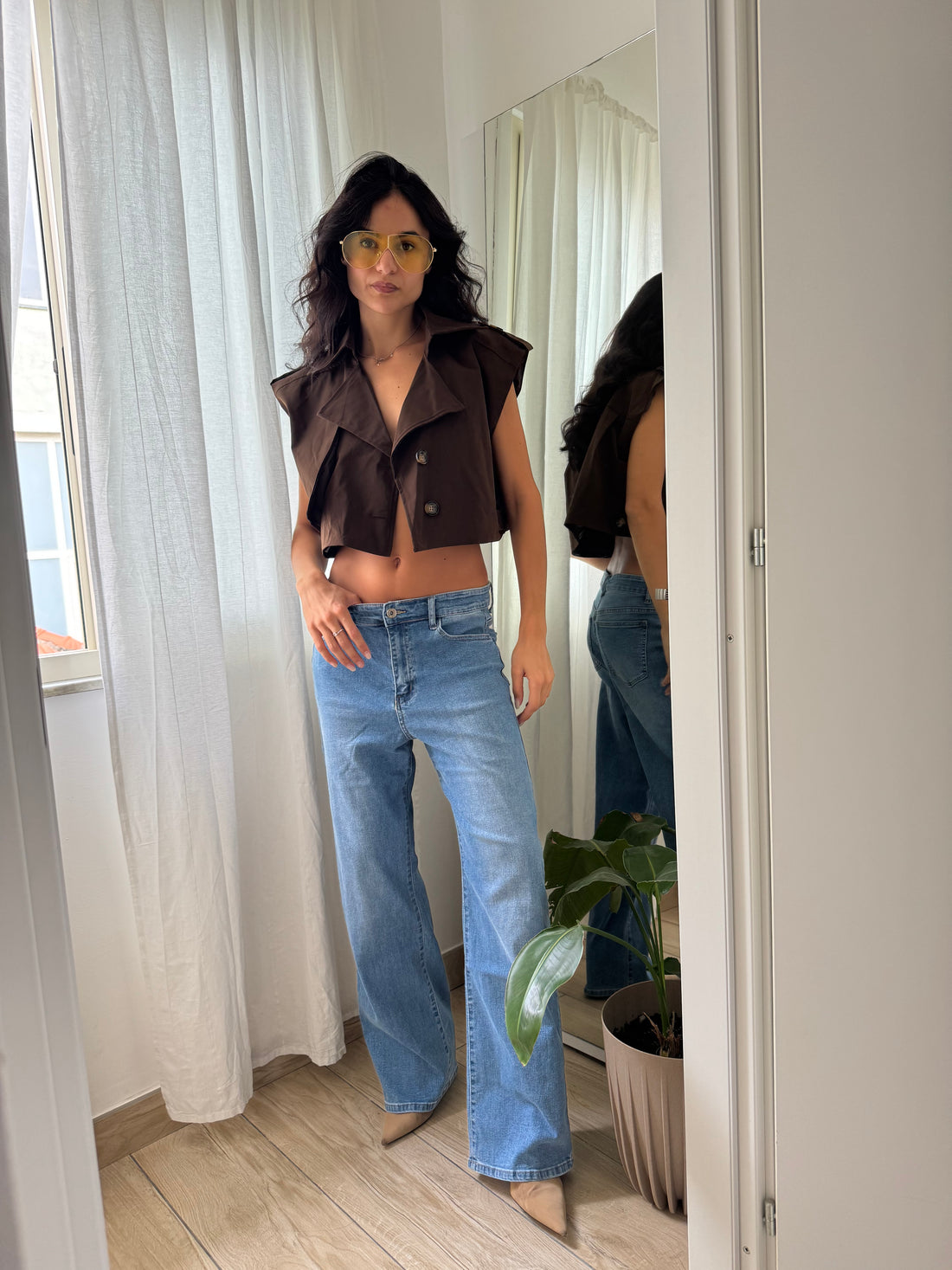 Jeans wide leg chiaro