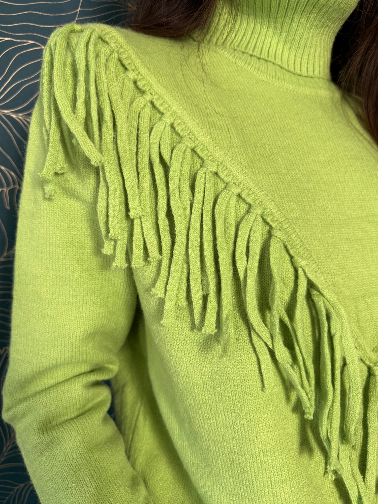 Maglione frange verde