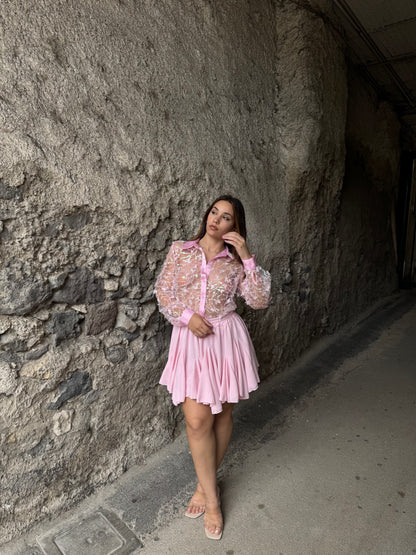 Camicia butterfly rosa