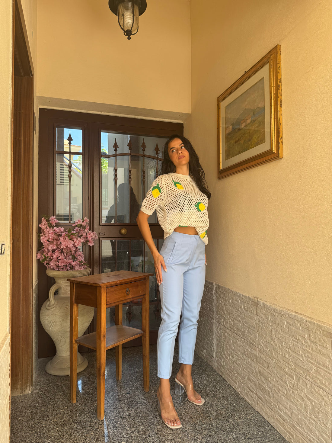 Pantalone zaira celeste - Wonderstyle