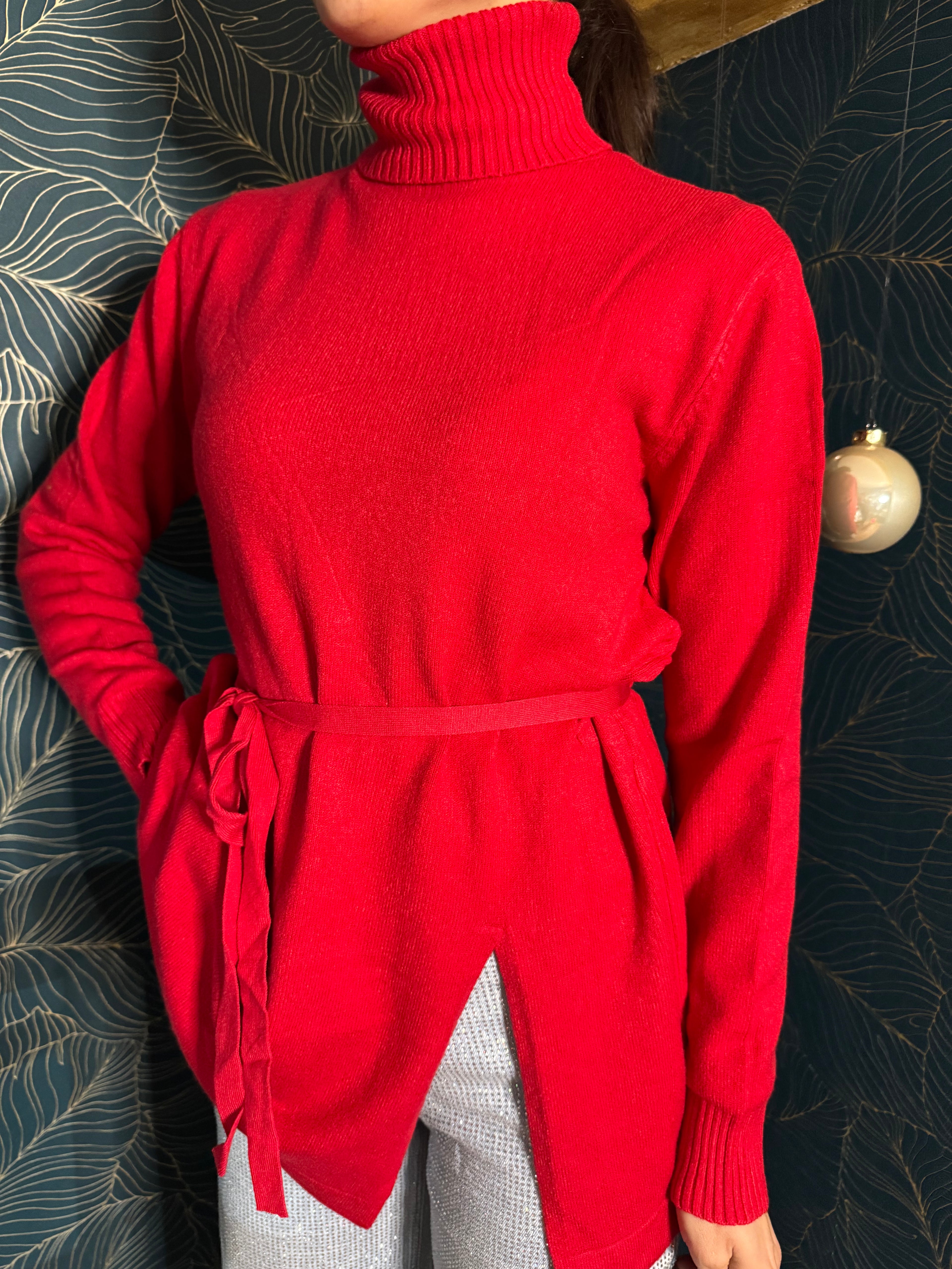 Maglione cinta rosso