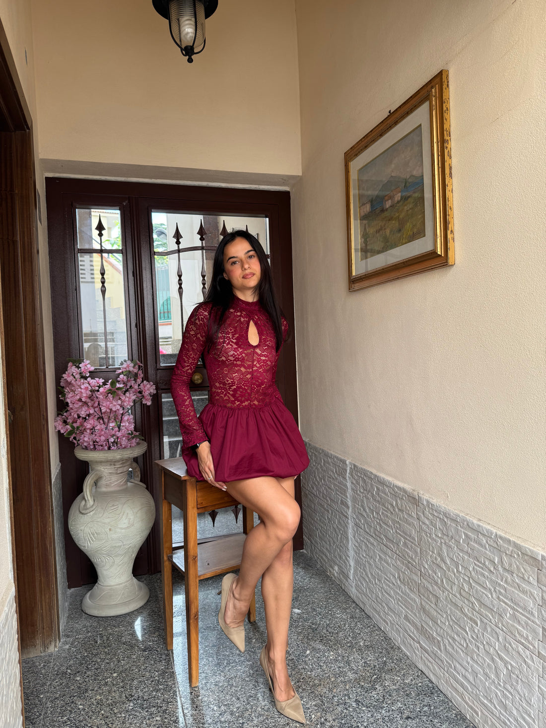 Vestito lace bordeaux