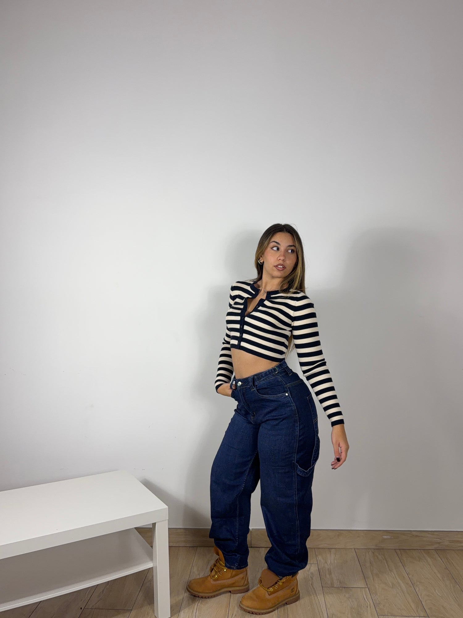 Cardigan Maglioncino crop B&amp;W