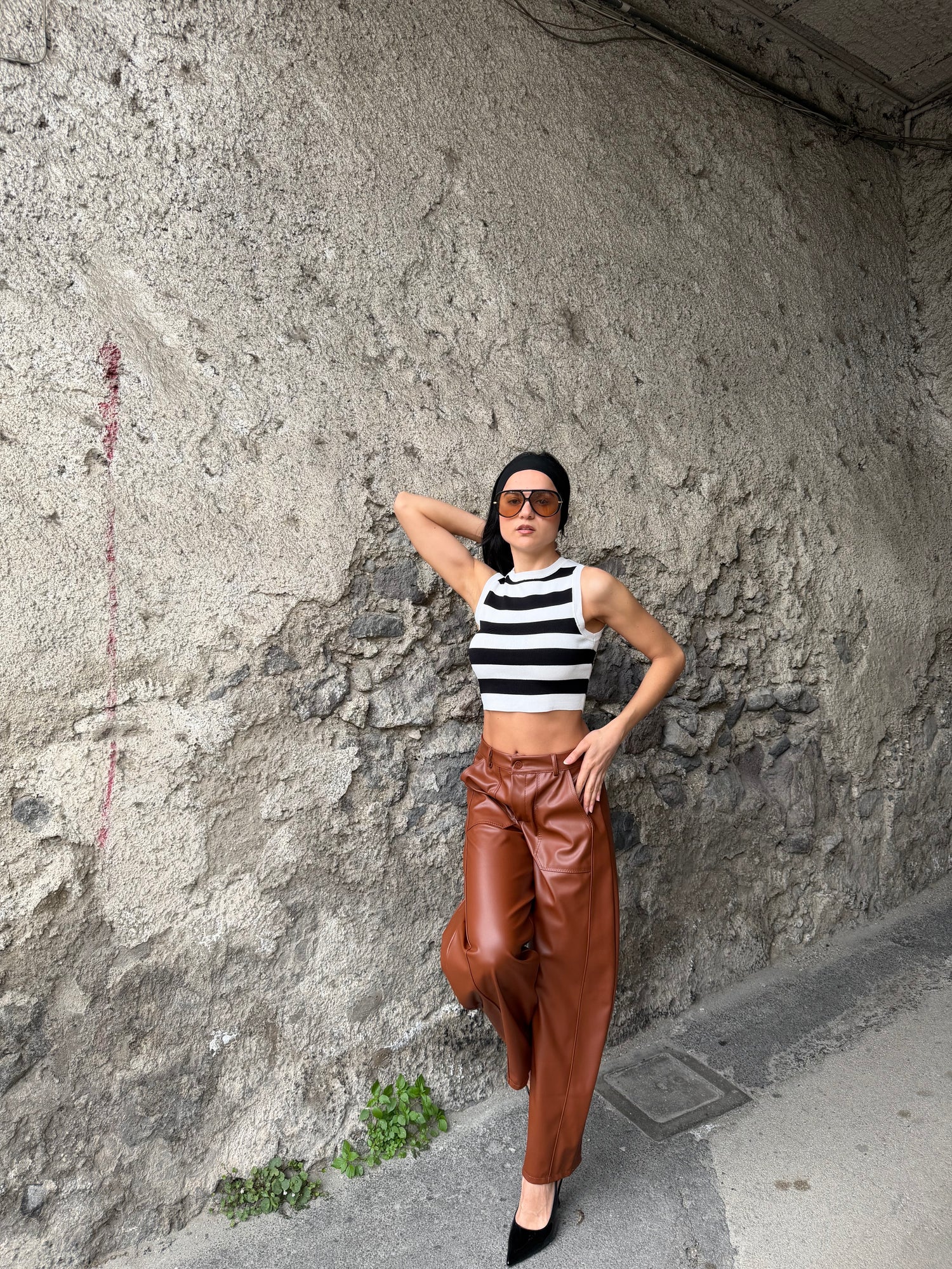 Pantalone balloon ecopelle