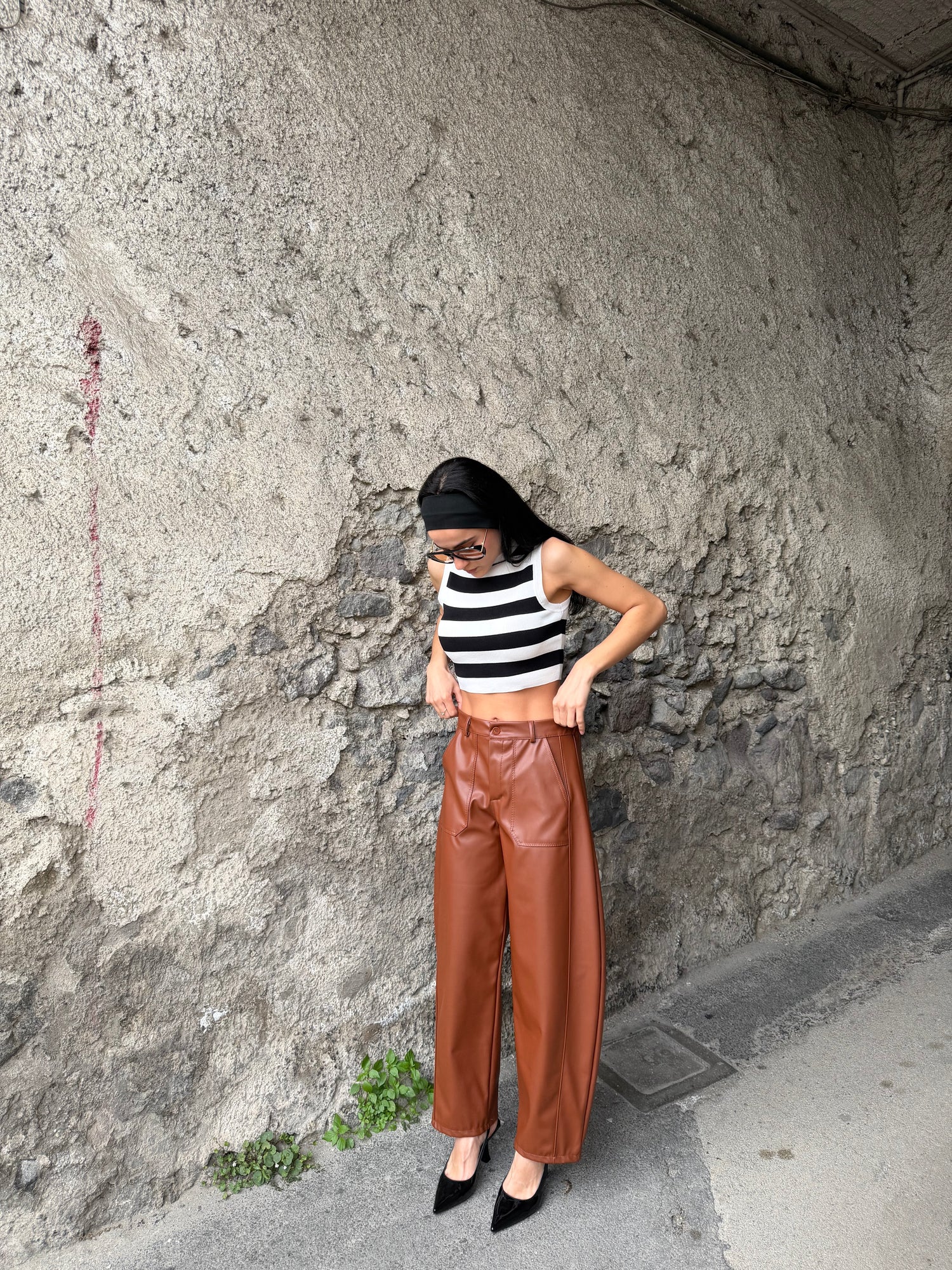 Pantalone balloon ecopelle