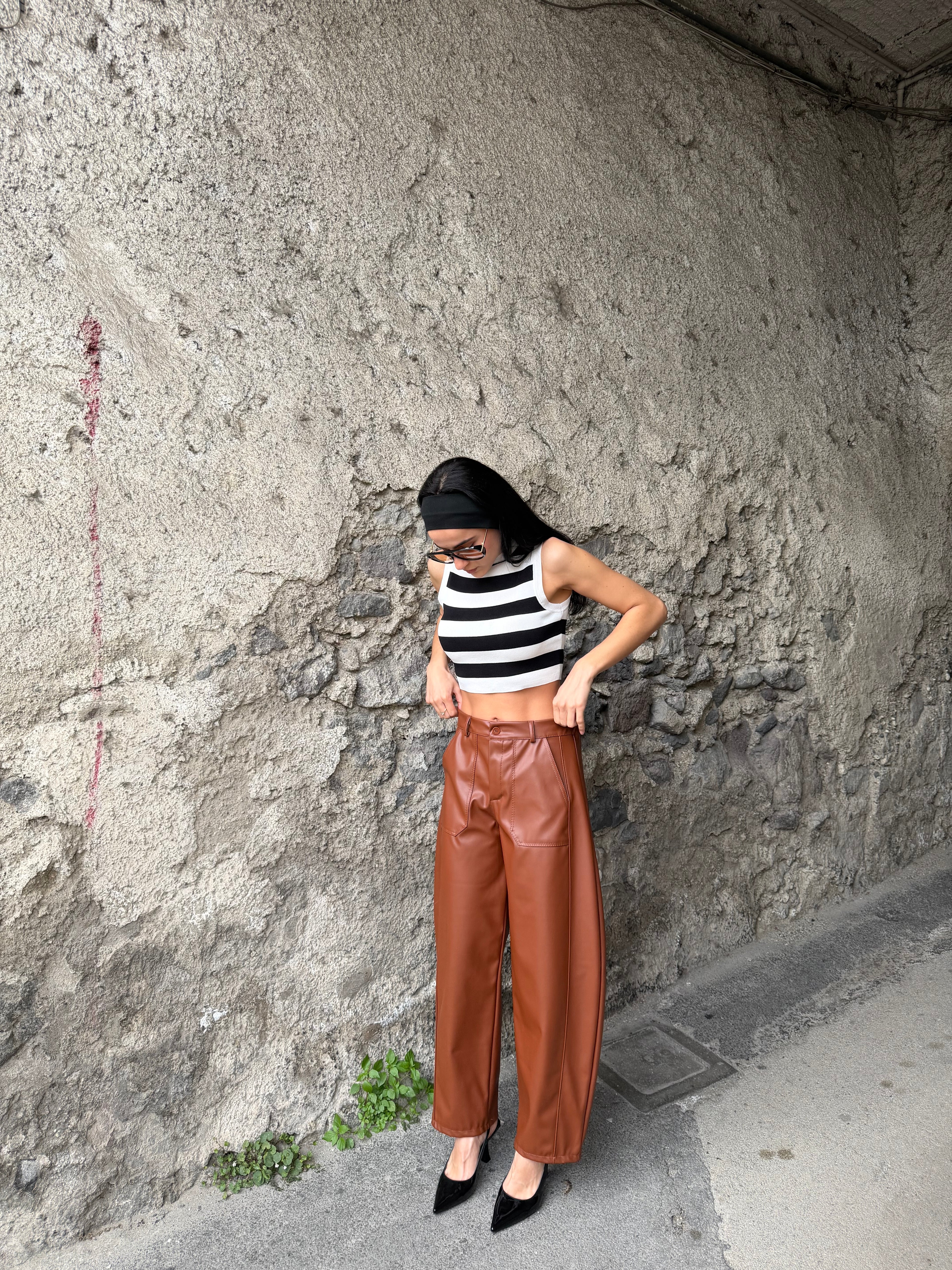 Pantalone balloon ecopelle
