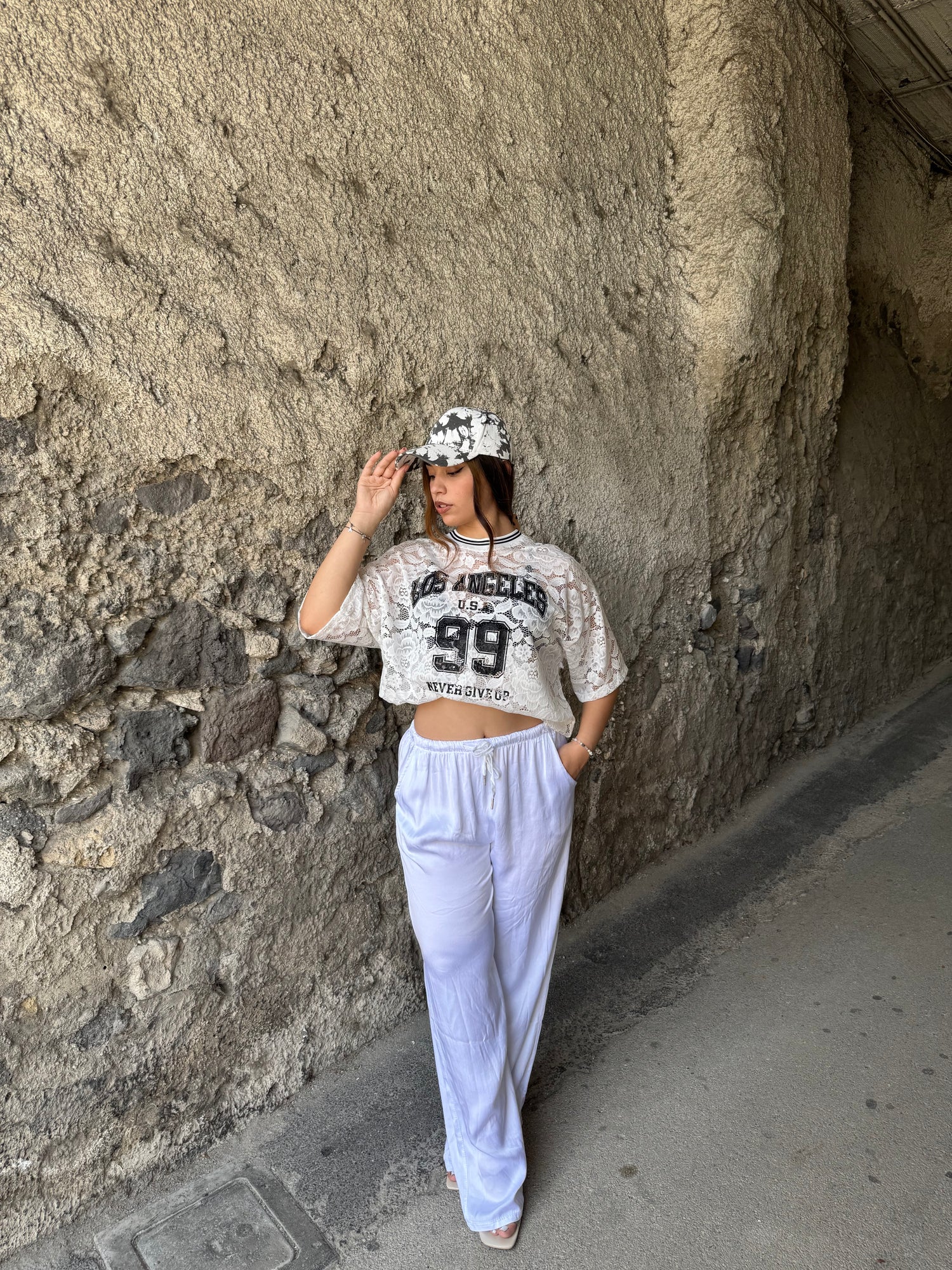 Pantalone satin bianco