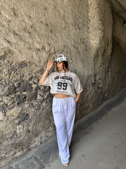 Pantalone satin bianco